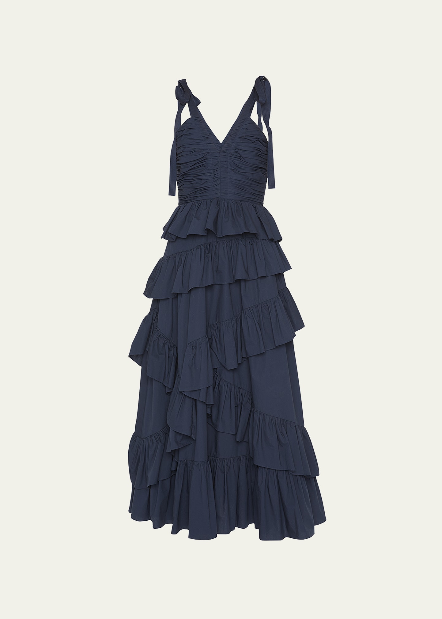 ulla johnson candace ruffled midi dress Ulla Johnson Candace Tie-Shoulder Asymmetric Ruffle Midi Dress