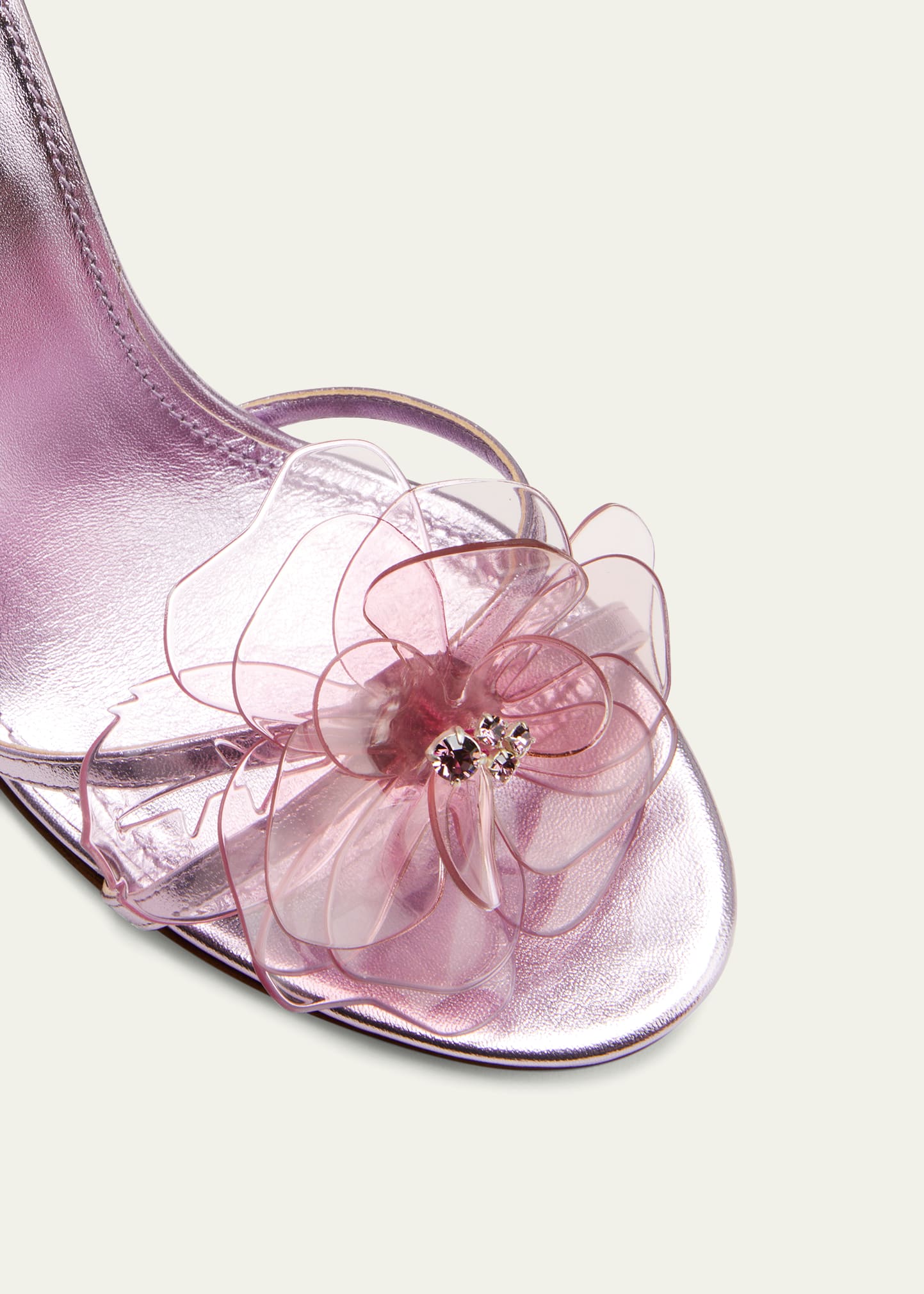 Aquazzura Zsa Zsa Metallic Flower Ankle-Wrap Sandals - Bergdorf