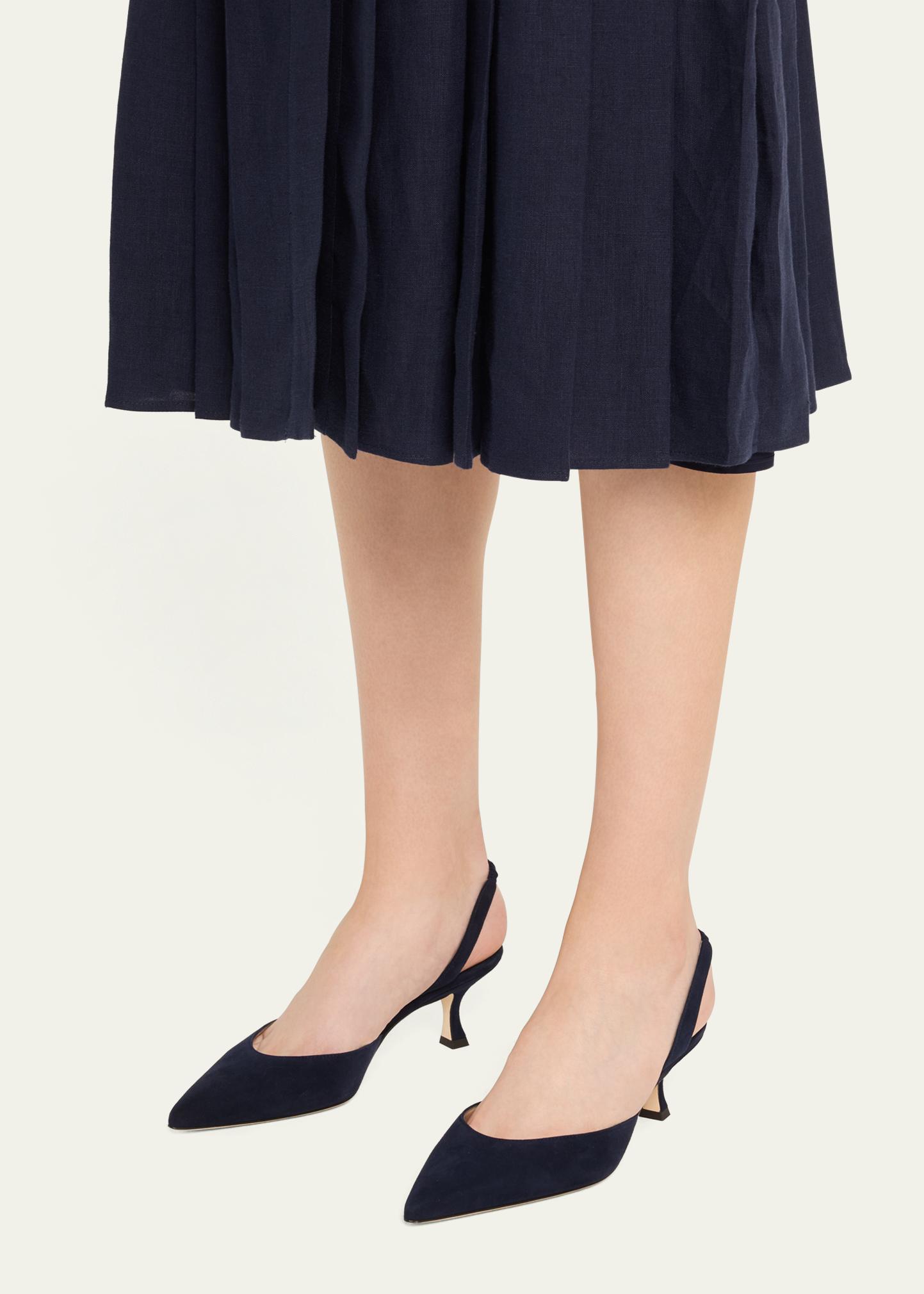 Manolo Blahnik Carolyne Kitten-Heel Halter Pumps - Bergdorf Goodman