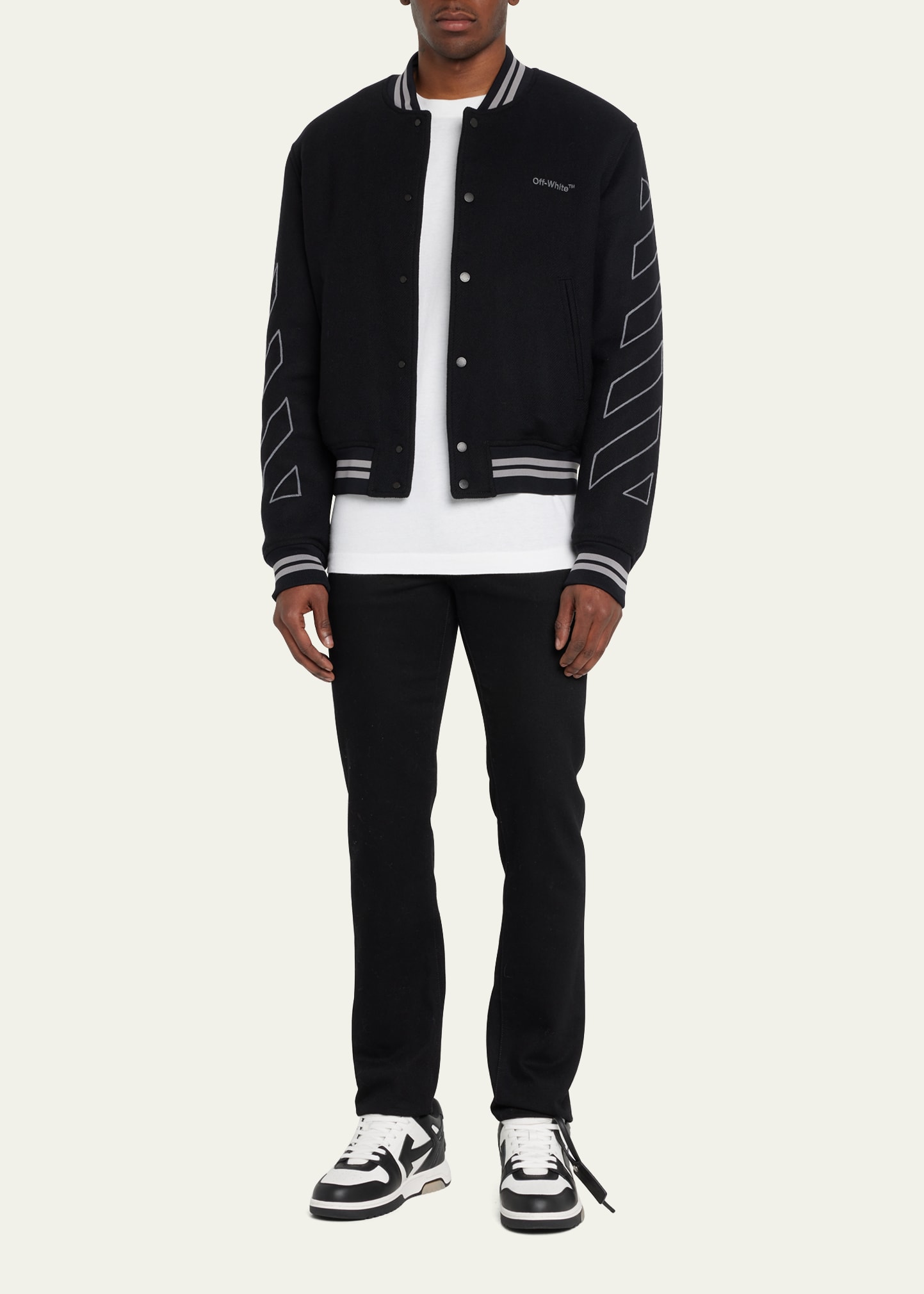 Off-White Men's Diagonal Outline Varsity Jacket - Bergdorf Goodman