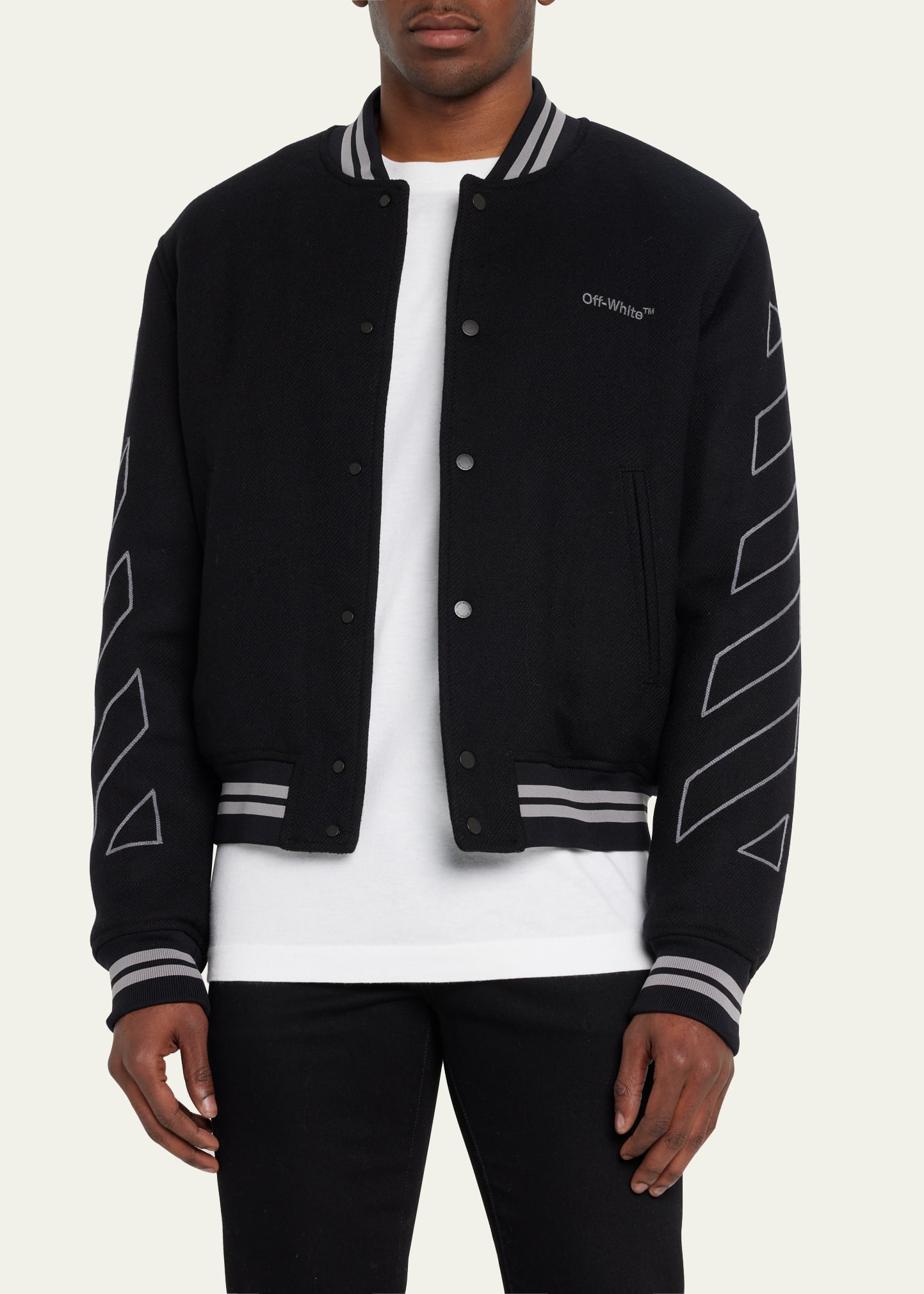 Off-White Men's Diagonal Outline Varsity Jacket - Bergdorf Goodman