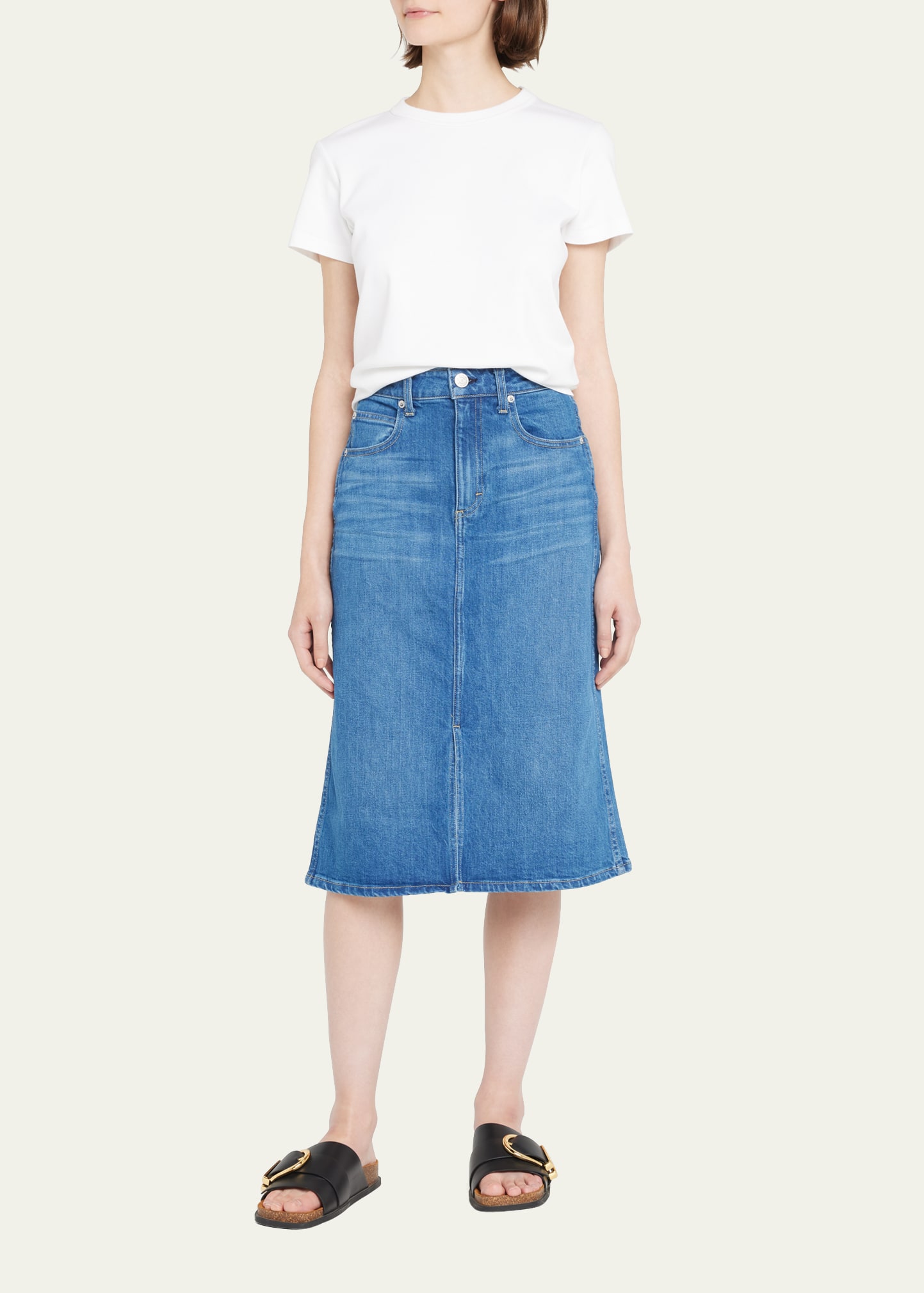 AMO Denim Amelia High-Rise Denim Midi Skirt - Bergdorf Goodman