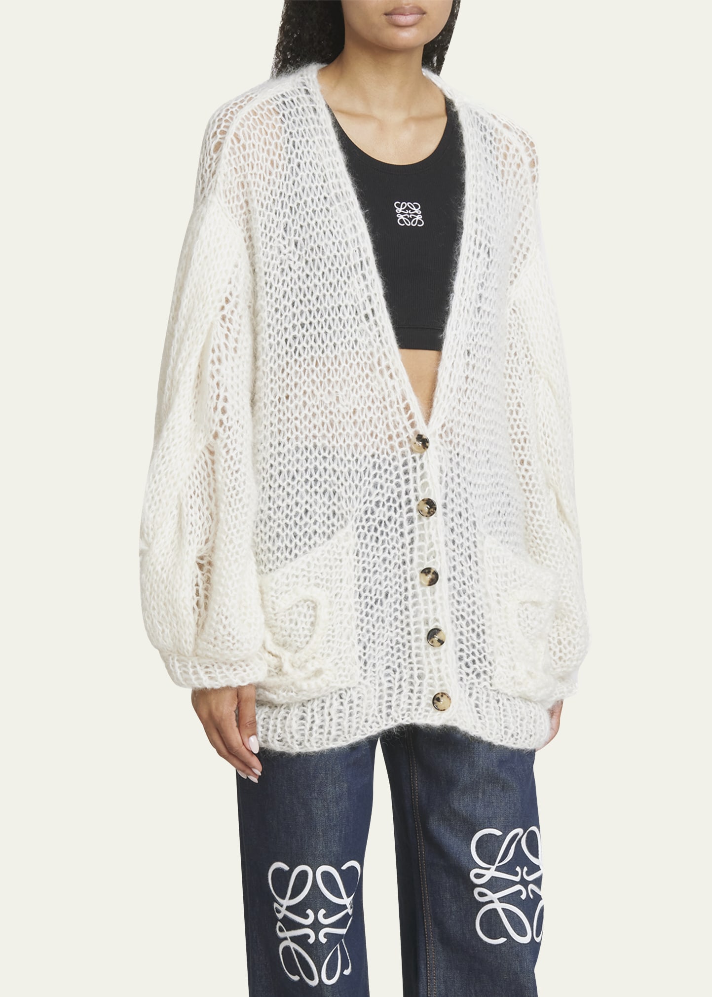 H*t様 special 90s LOEWE ラムレザー×カシミヤ カーディガン H*t様