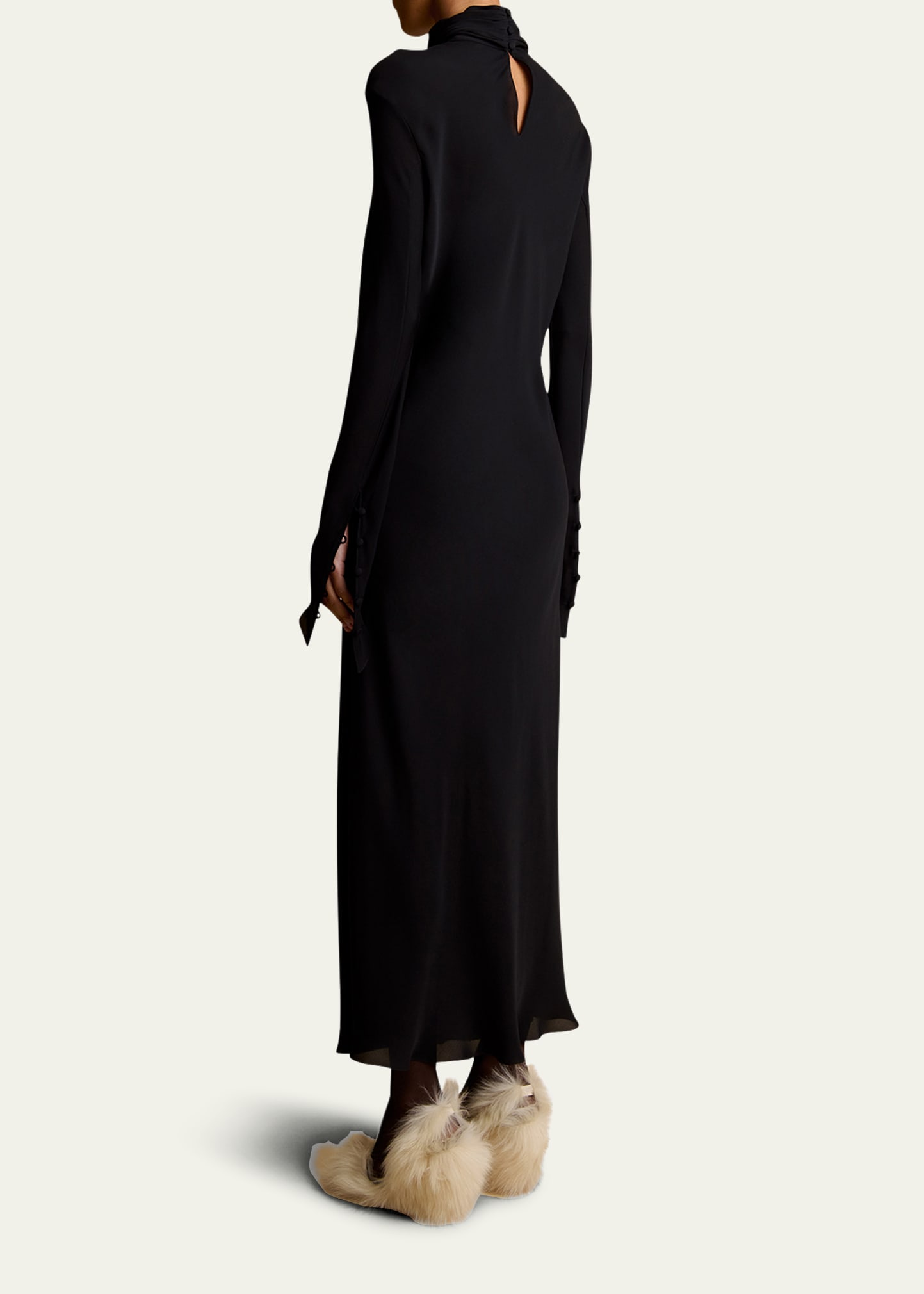 khaite the leibel long-sleeve dress KHAITE Leibel Silk Maxi Dress blue - 5307338W338