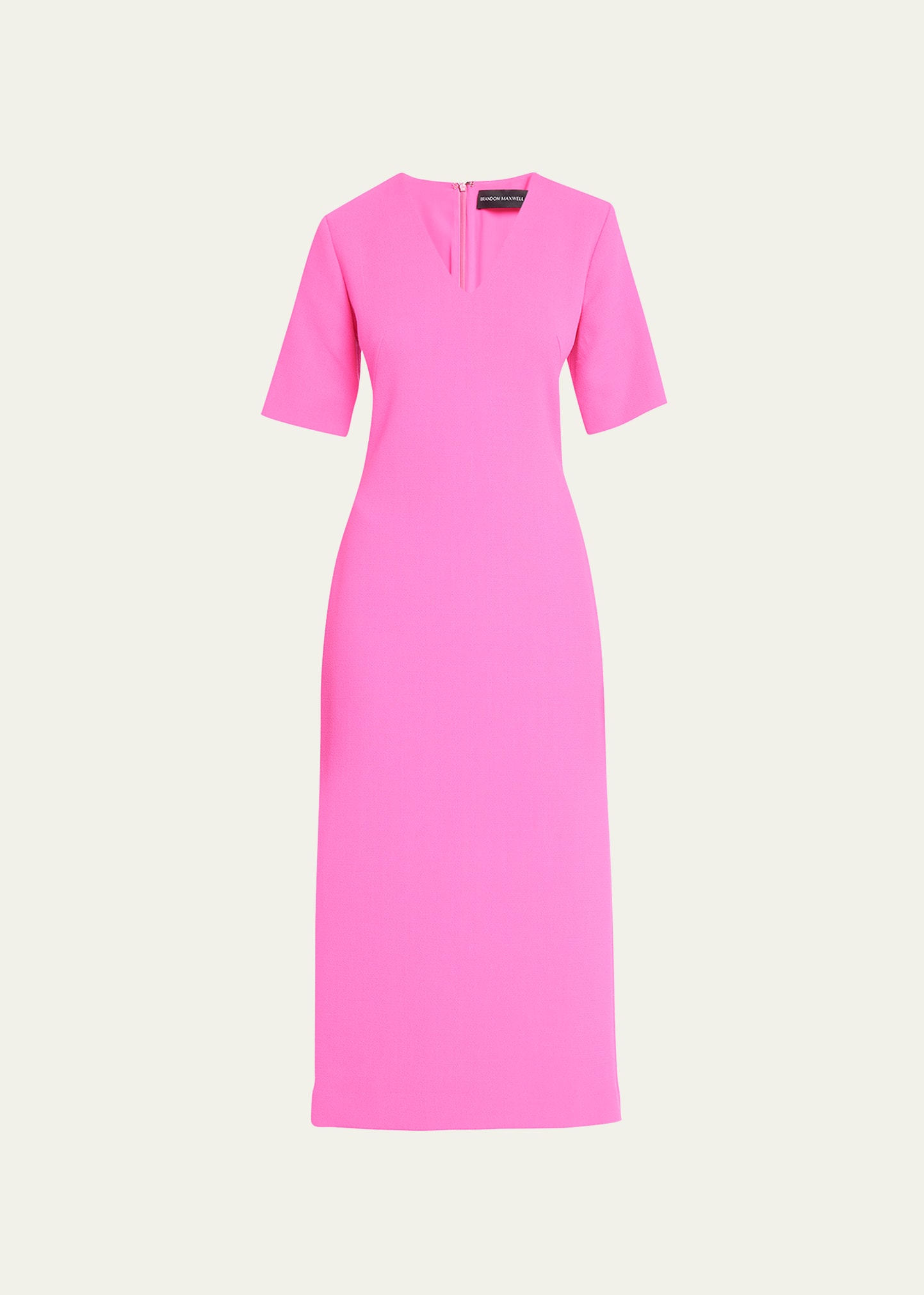 Brandon Maxwell V-Neck Sheath Wool Dress - Bergdorf Goodman