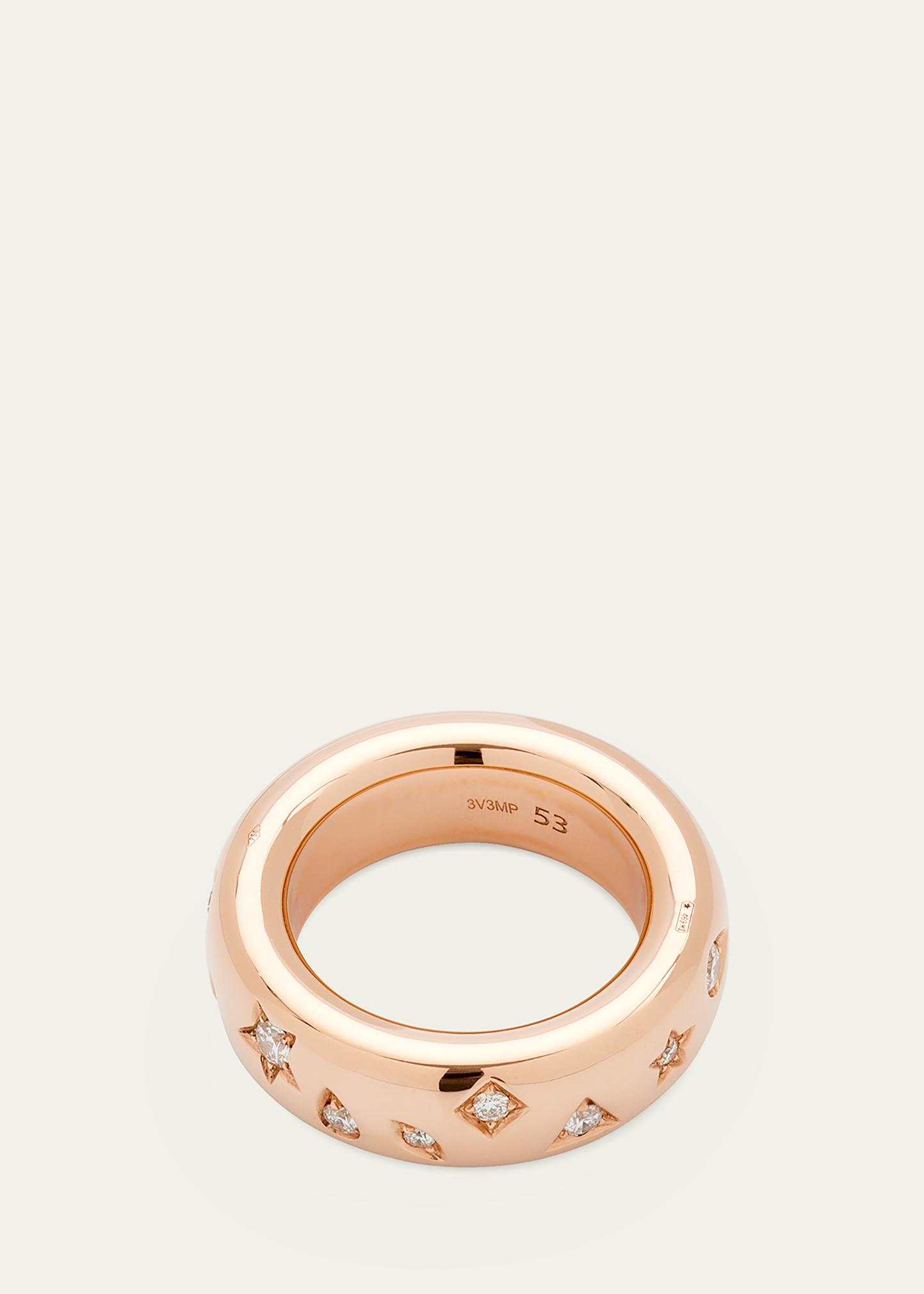 Pomellato Iconica 18K Rose Gold Medium Band Ring with Diamonds