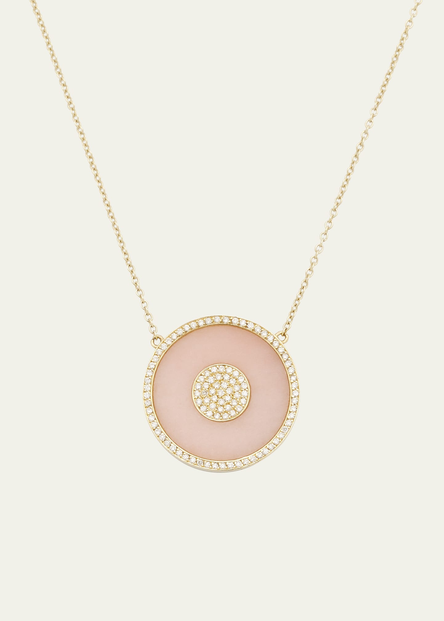 Jennifer Meyer Large Inlay Evil Eye Necklace with Pink Opal and Diamonds