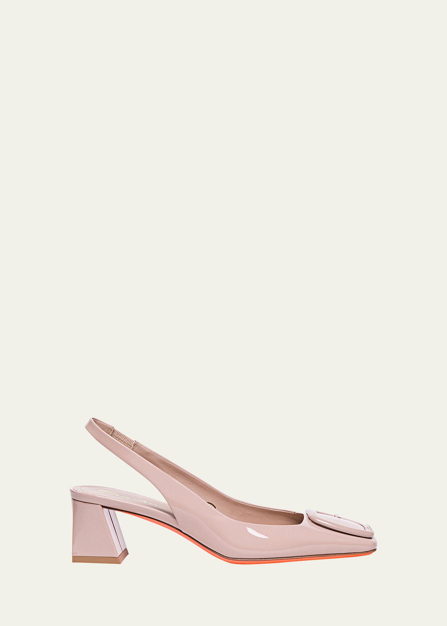 Santoni Lemon Patent Buckle Slingback Pumps - Bergdorf Goodman