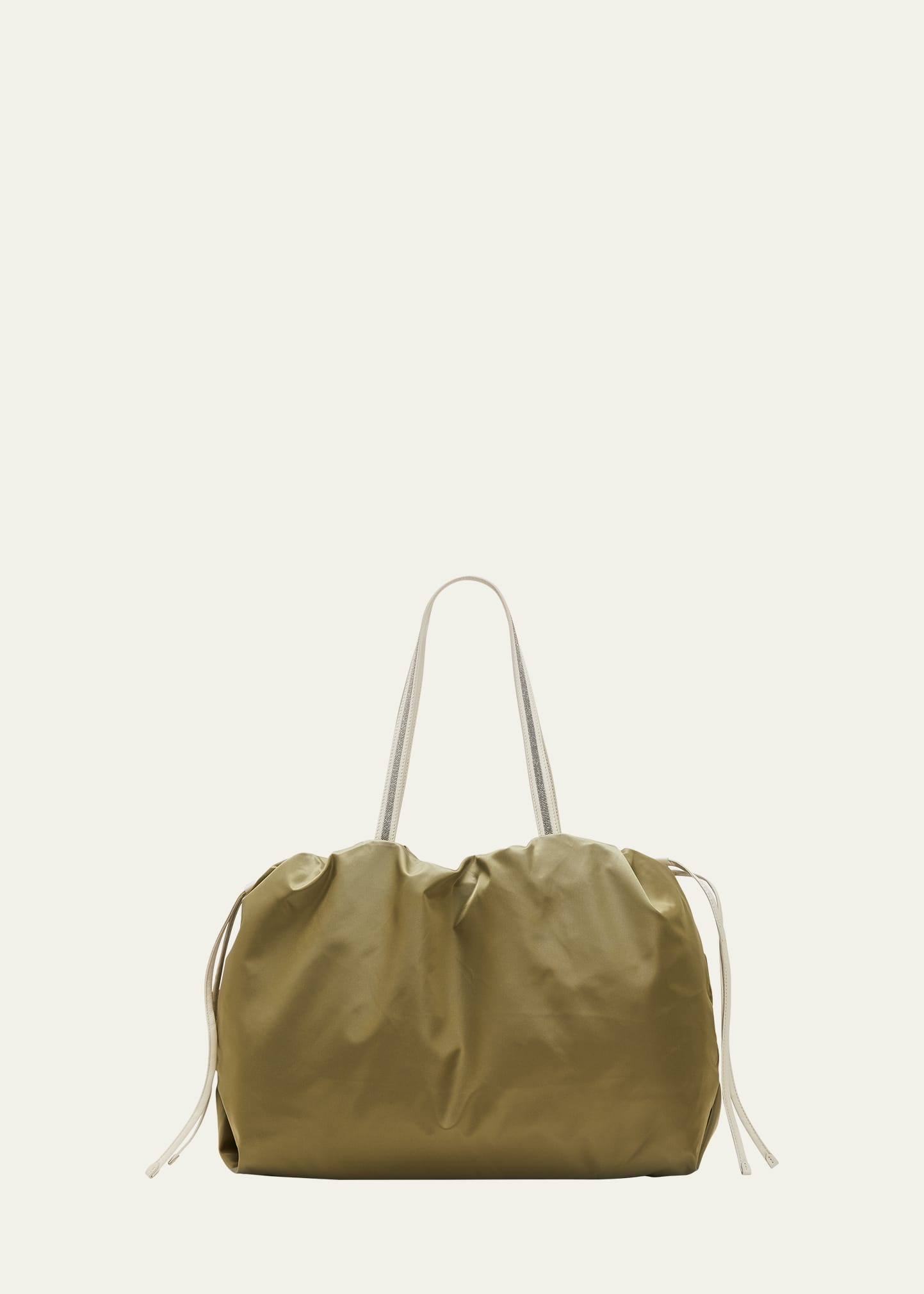 Brunello Cucinelli Large Monili Drawstring Nylon Tote Bag