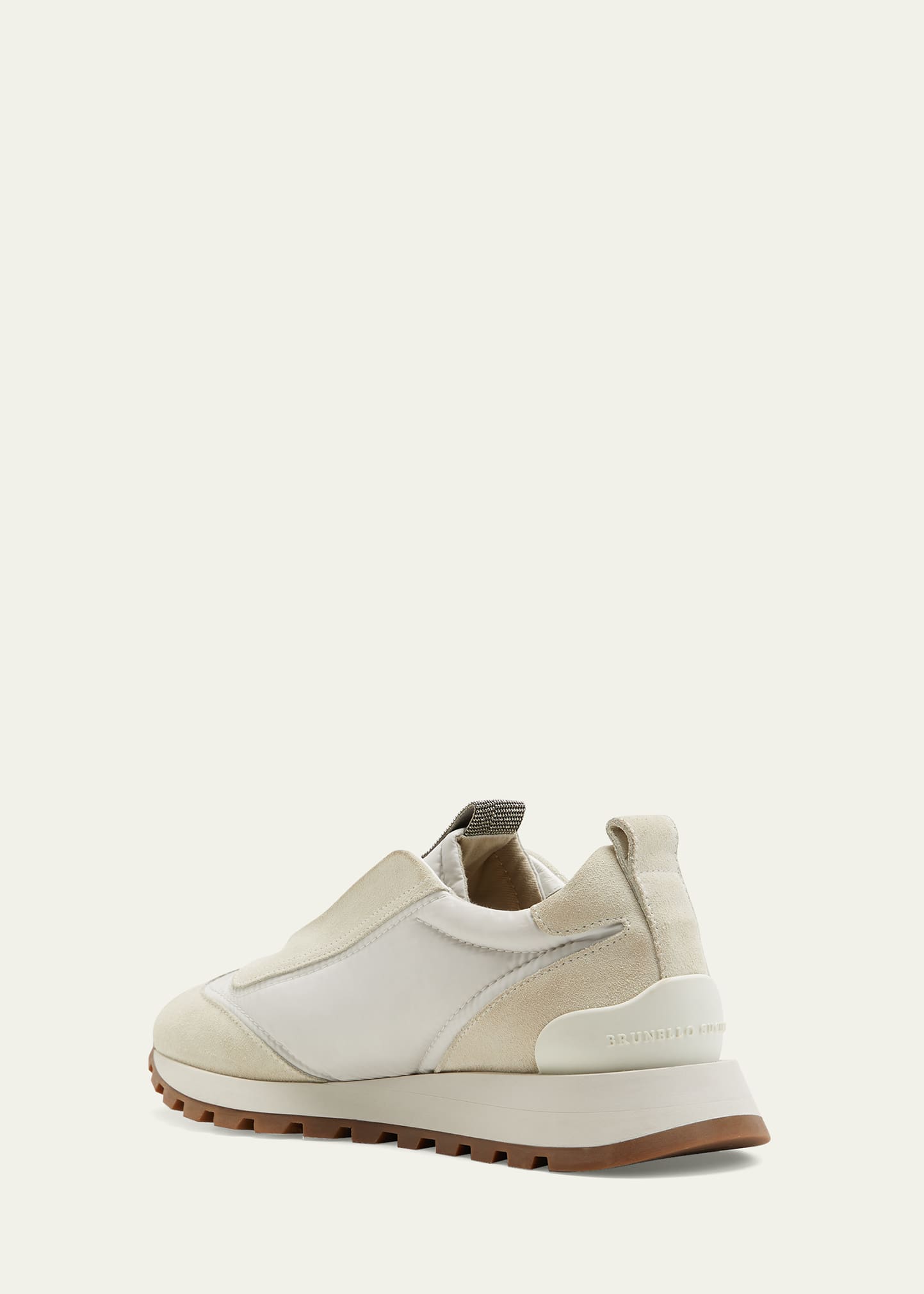 Brunello Cucinelli Mixed Leather Slip-On Runner Sneakers