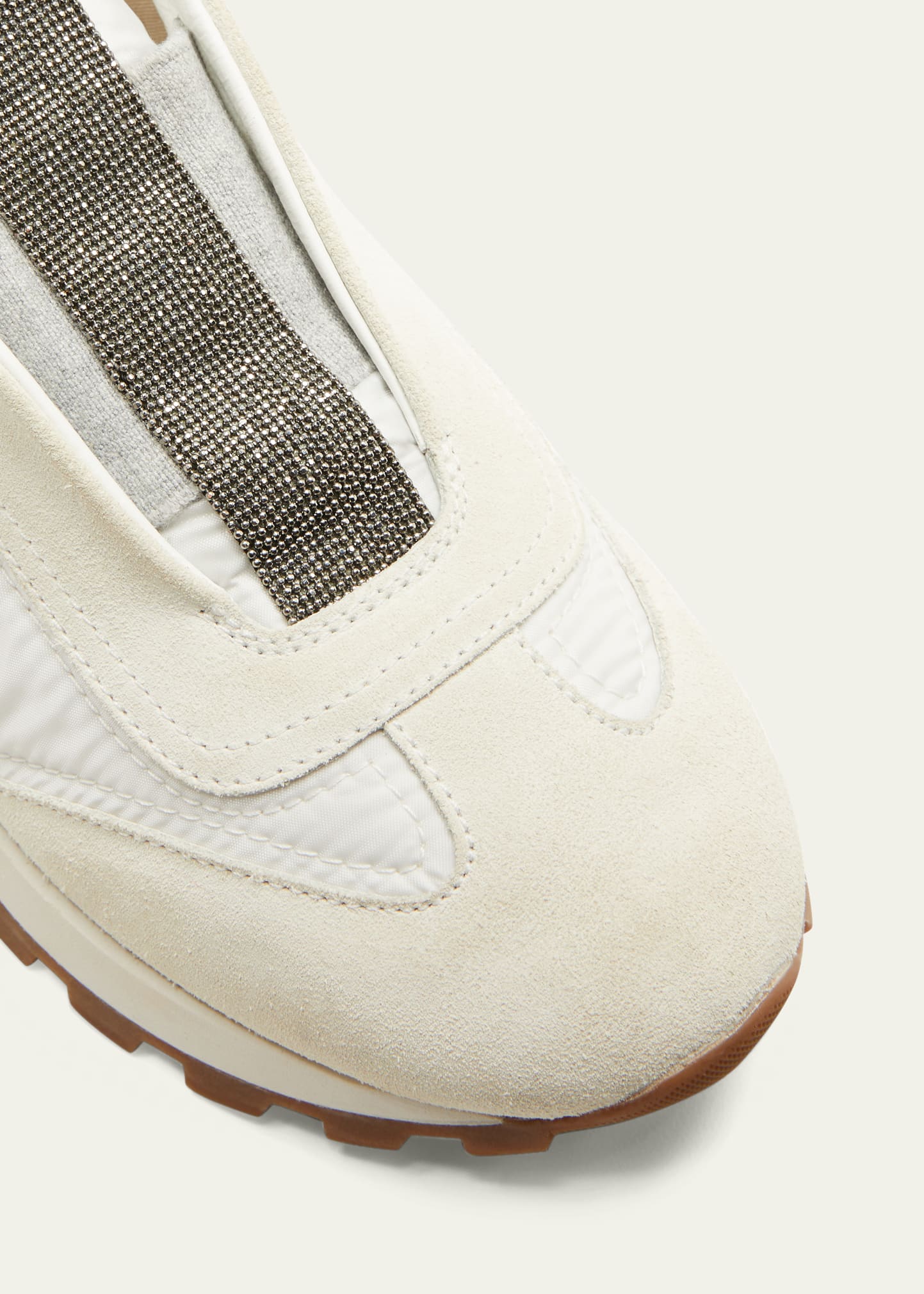 Brunello Cucinelli Mixed Leather Slip-On Runner Sneakers