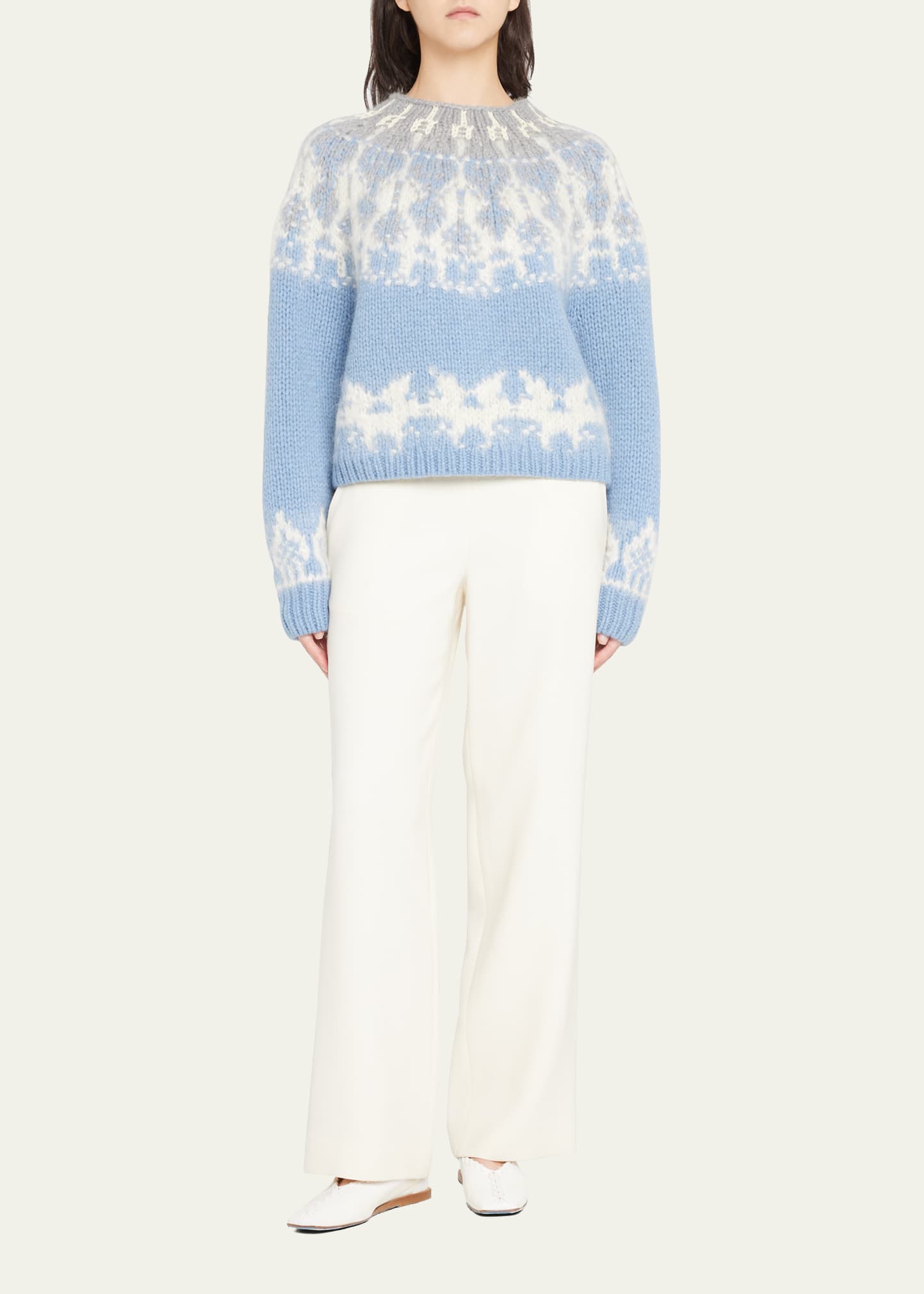 Lafayette 148 New York Hand-Knit Fair Isle Cashmere Sweater