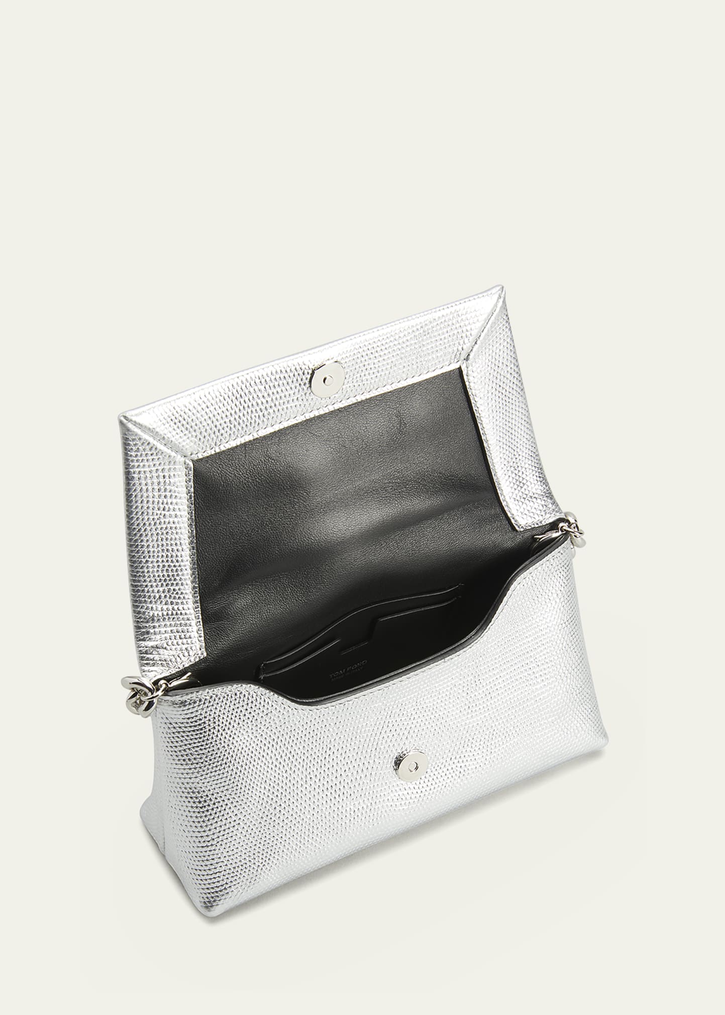 TOM FORD Label Mini Bag in Metallic Lizard Print Leather with