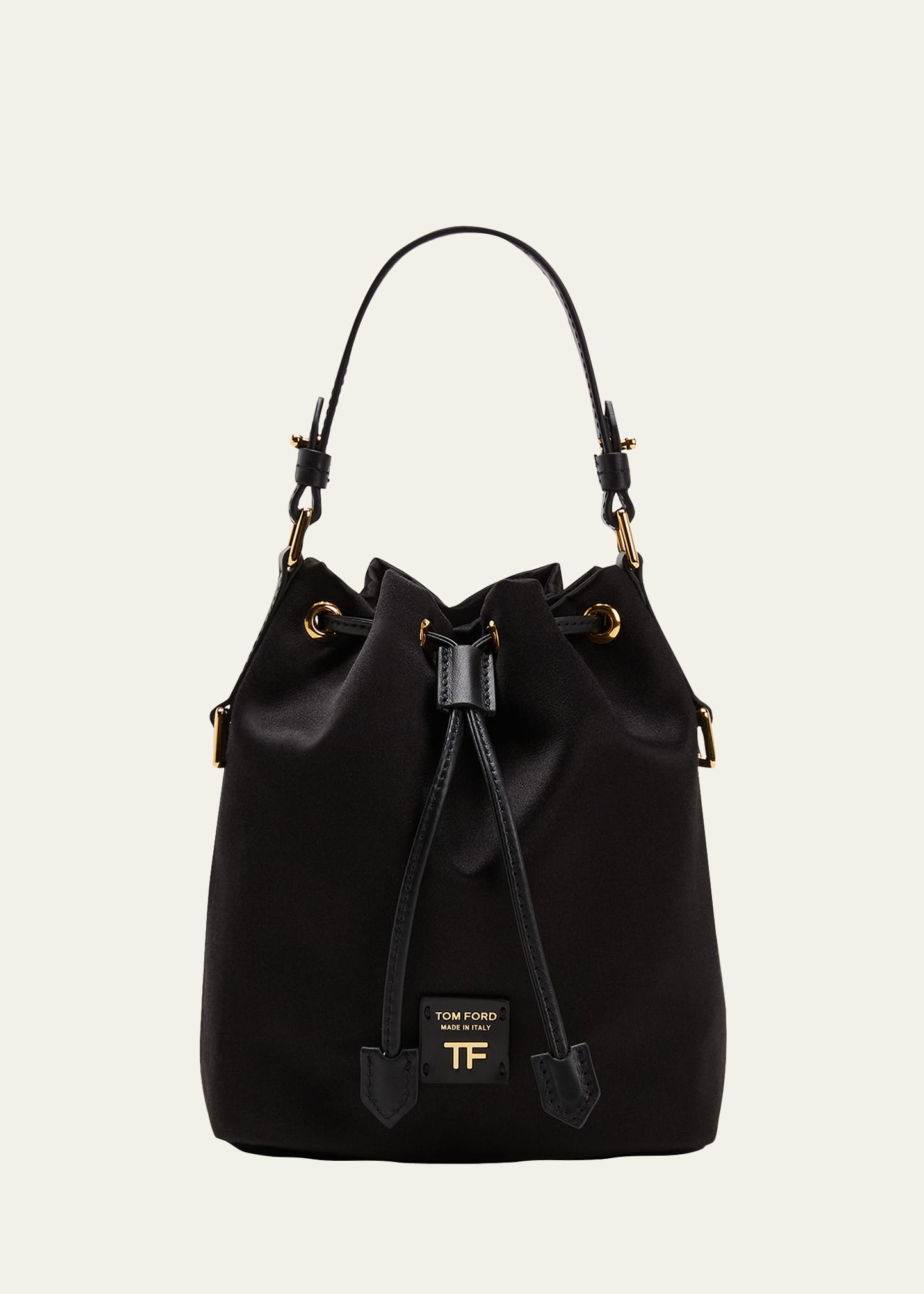 Tom Ford MESH AND LEATHER DISCO SMALL BUCKET ON CHAIN