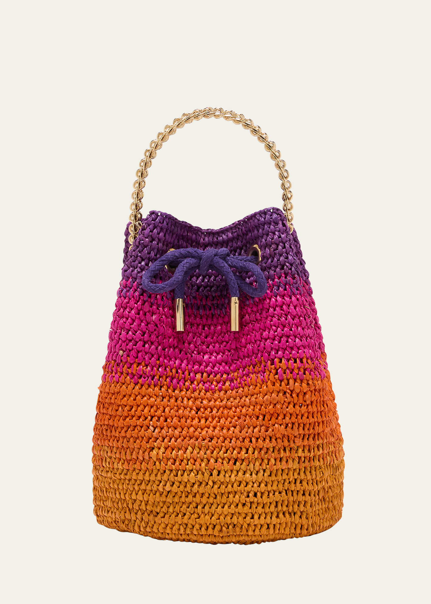 Embellished Raffia Bucket Bag in Multicoloured - Rabanne