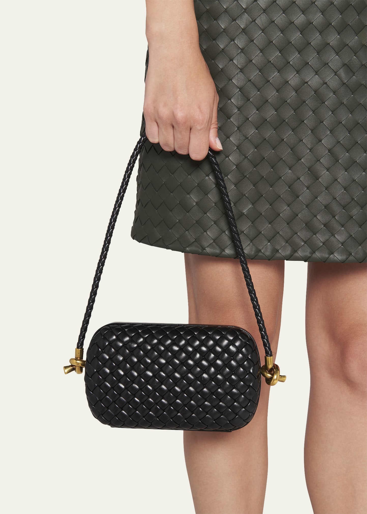 BOTTEGA VENETA正規品/送料関税込み INTRECCIATO Strap Clutch Bottega Veneta Purple Intrecciato Satin and Ayers Stretch