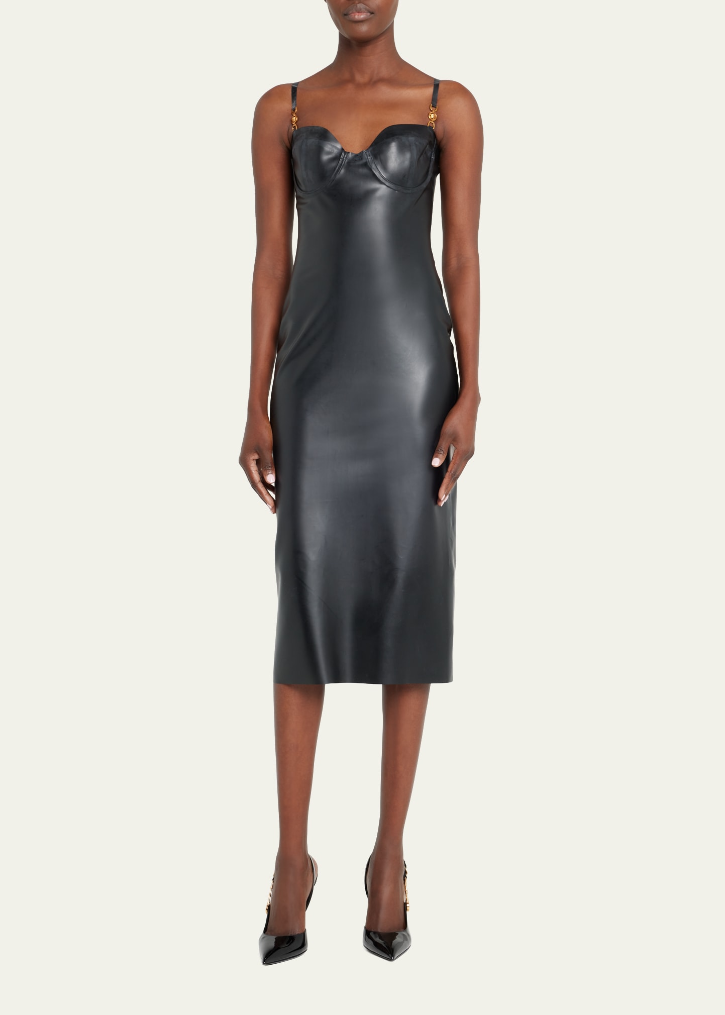 Versace Latex Body-Con Midi Dress - Bergdorf Goodman