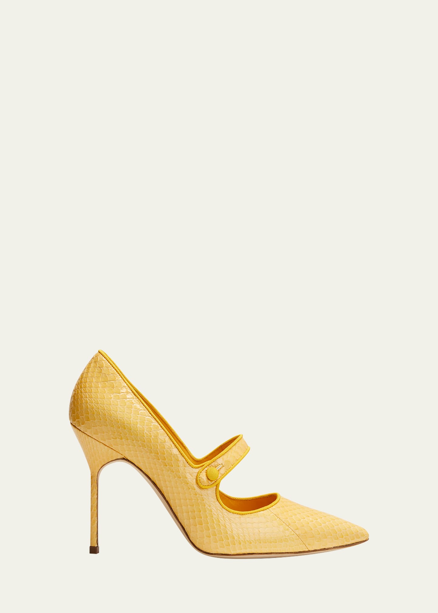 Manolo Blahnik Campari Snakeskin Mary Jane Pumps