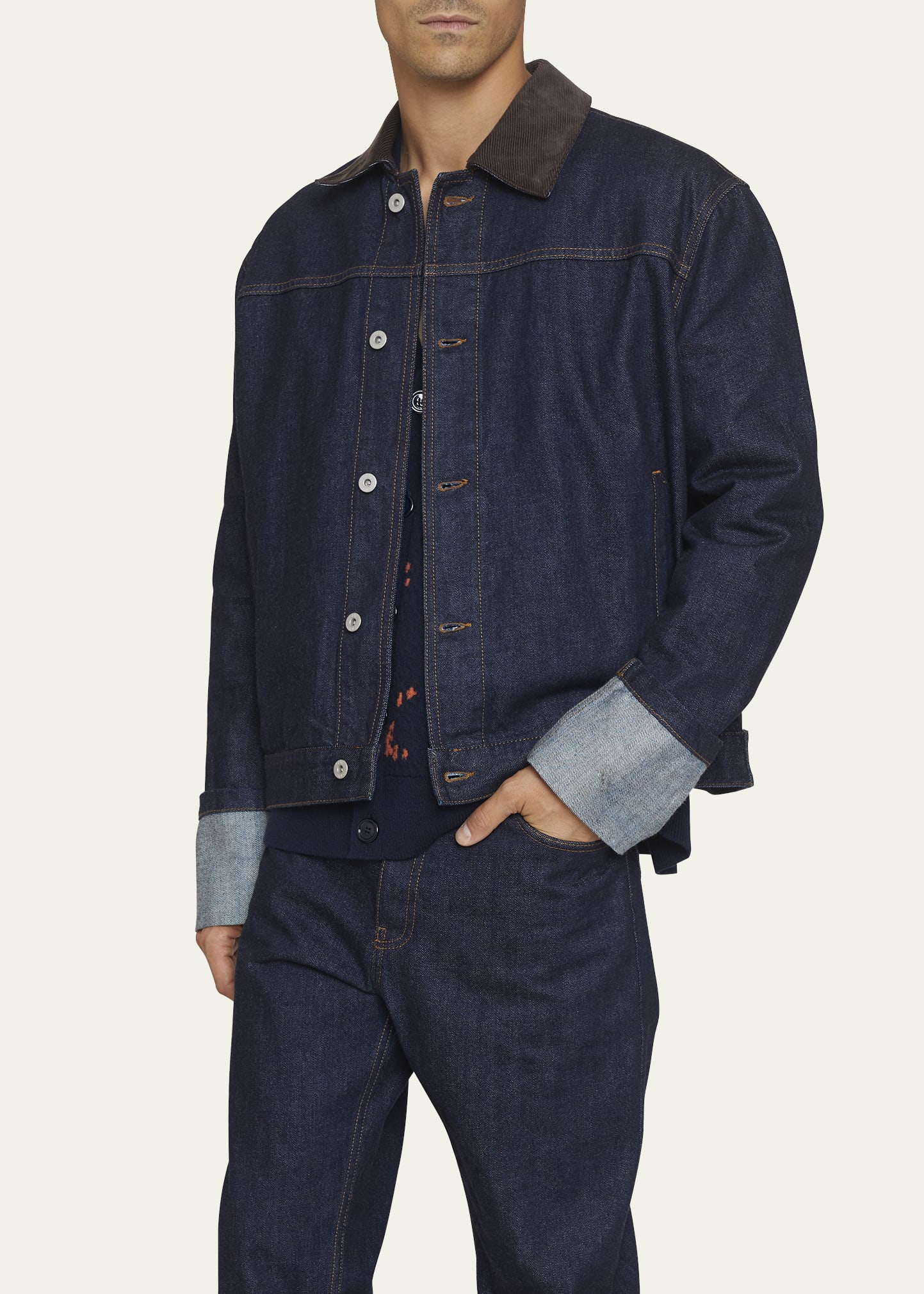Loewe Men's Fisherman Denim Turn-Up Jacket - Bergdorf Goodman