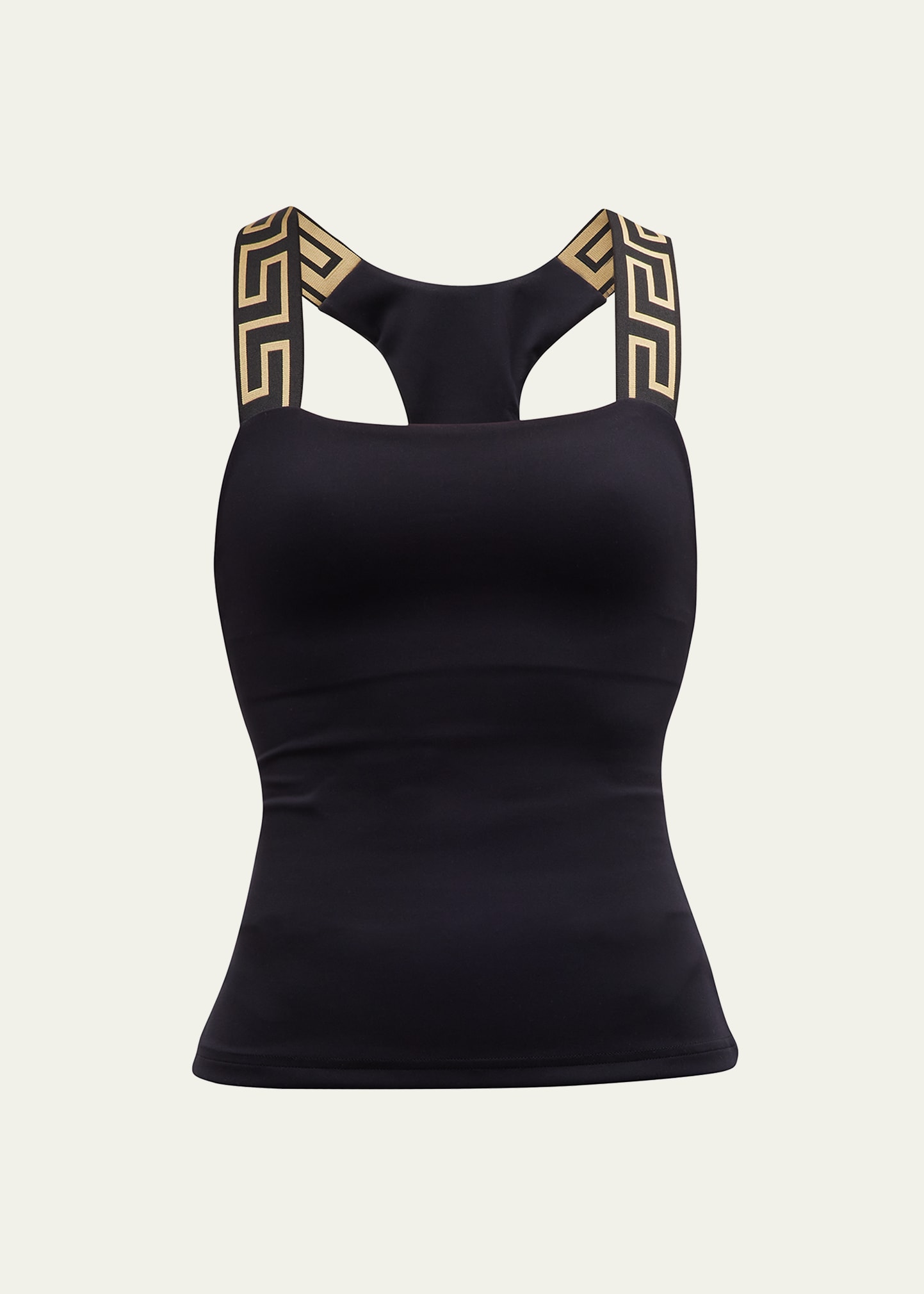 Black Greca-jacquard technical tank top, Versace