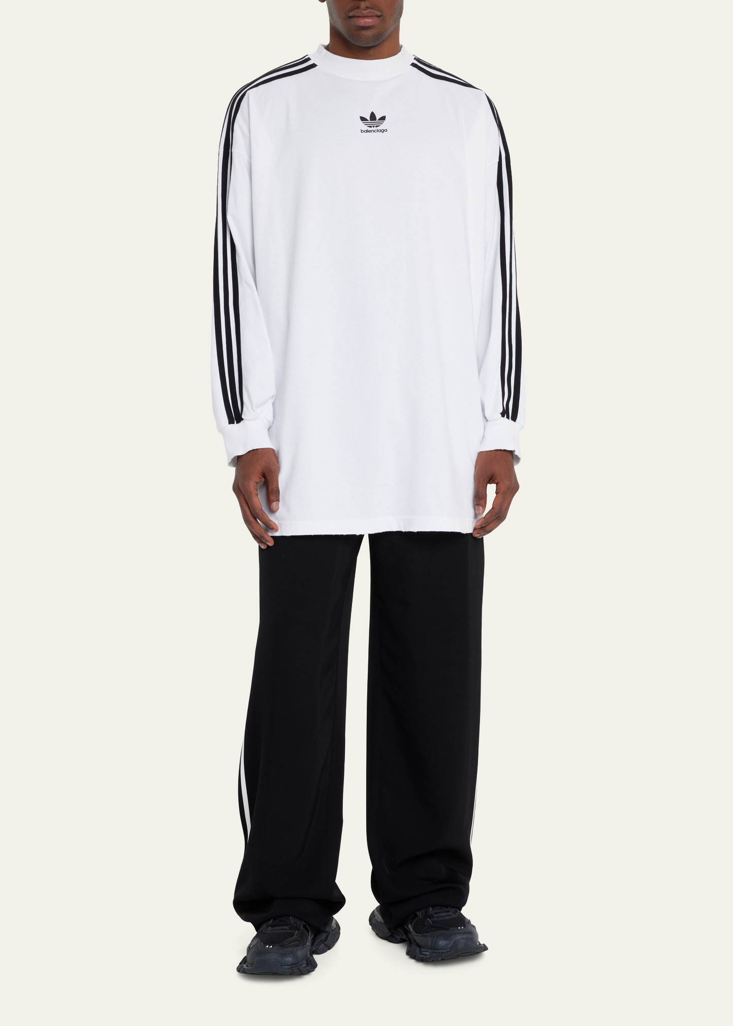 Balenciaga x Adidas Large Baggy 3-Stripe Denim Pants - Bergdorf