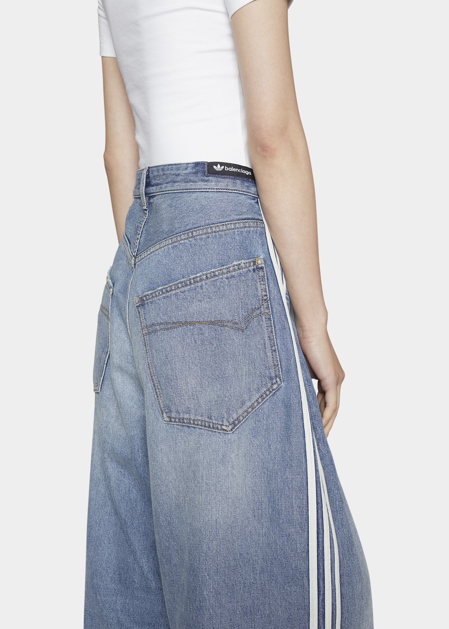 【可愛い♪】BALENCIAGA Striped Cupro Oversized Trousers Large pants Balenciaga Blue size 36 IT in Cotton - 48479218