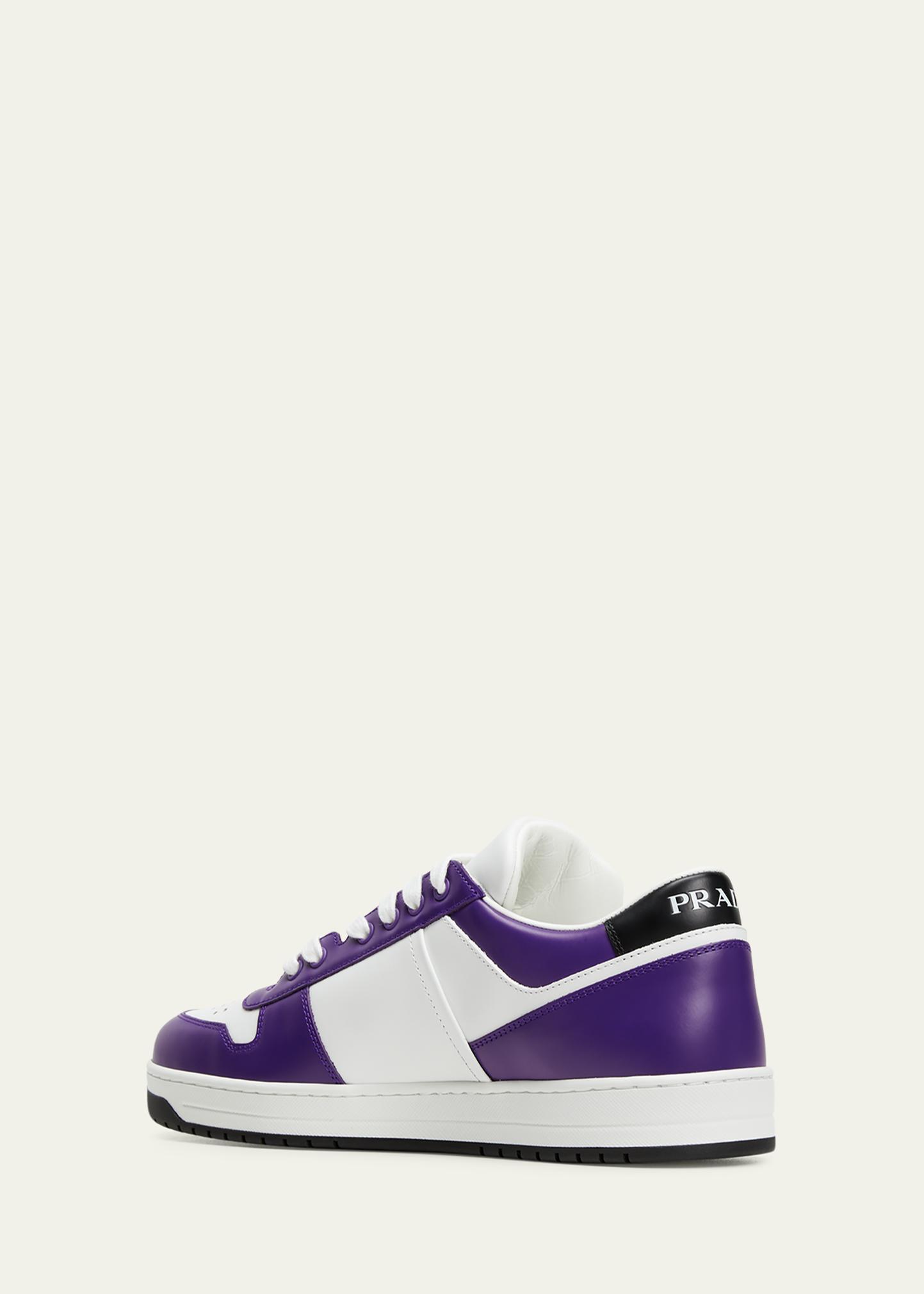Prada Men's Downtown Triangle Logo Leather Low-Top Sneakers