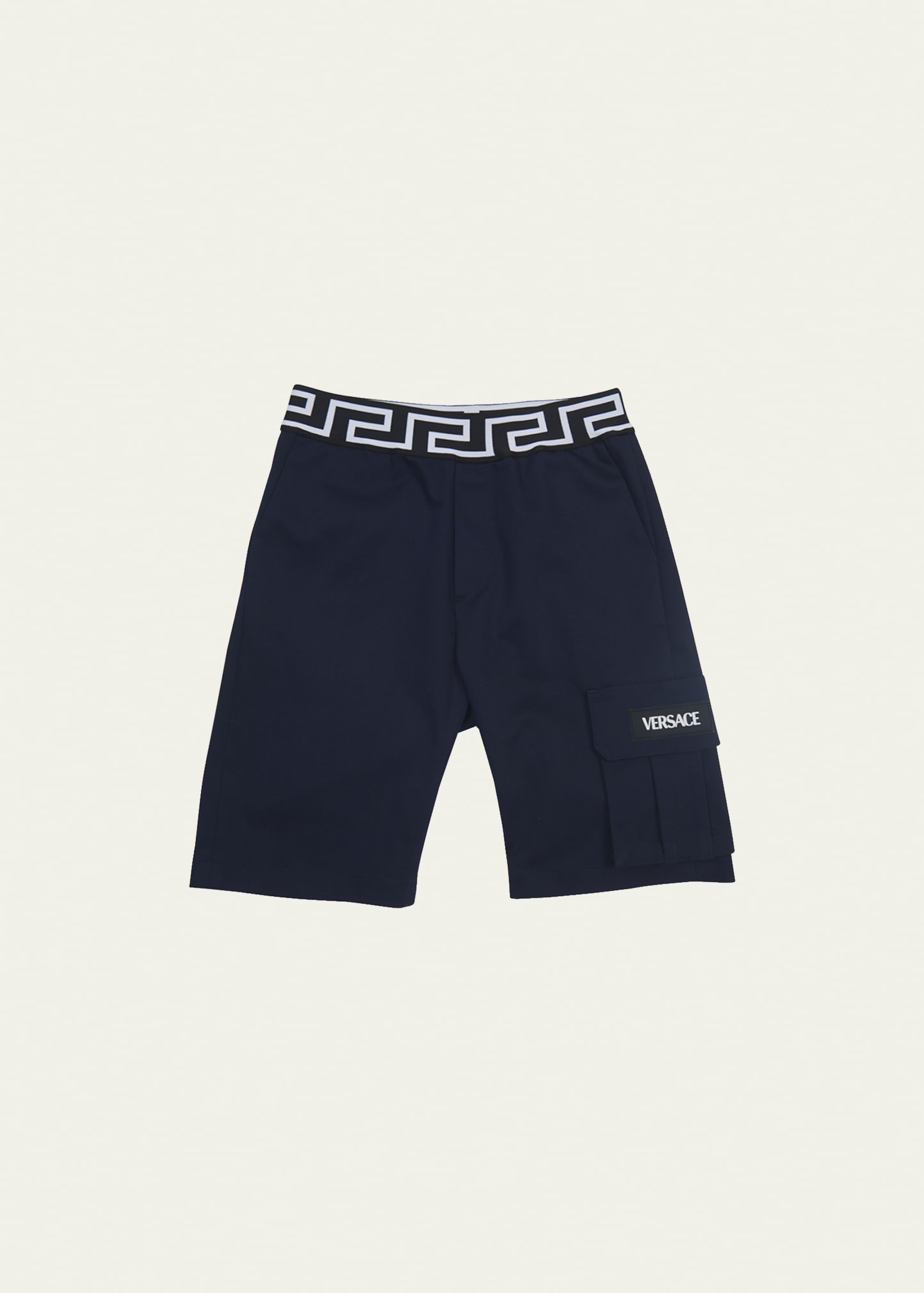 Versace Boy's Greca-Waist Gabardine Cargo Shorts, Size 8-14