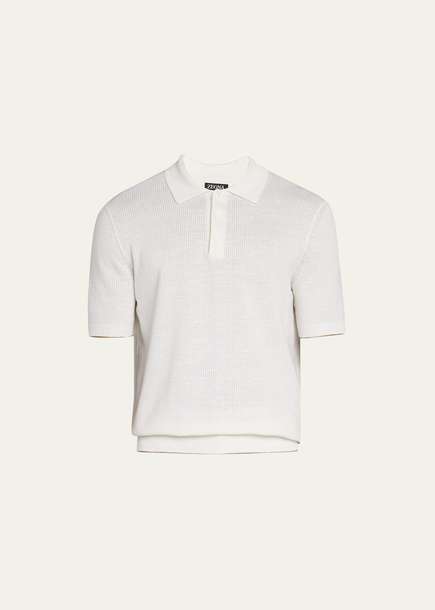 Men Ribbed Knit Polo Shirt