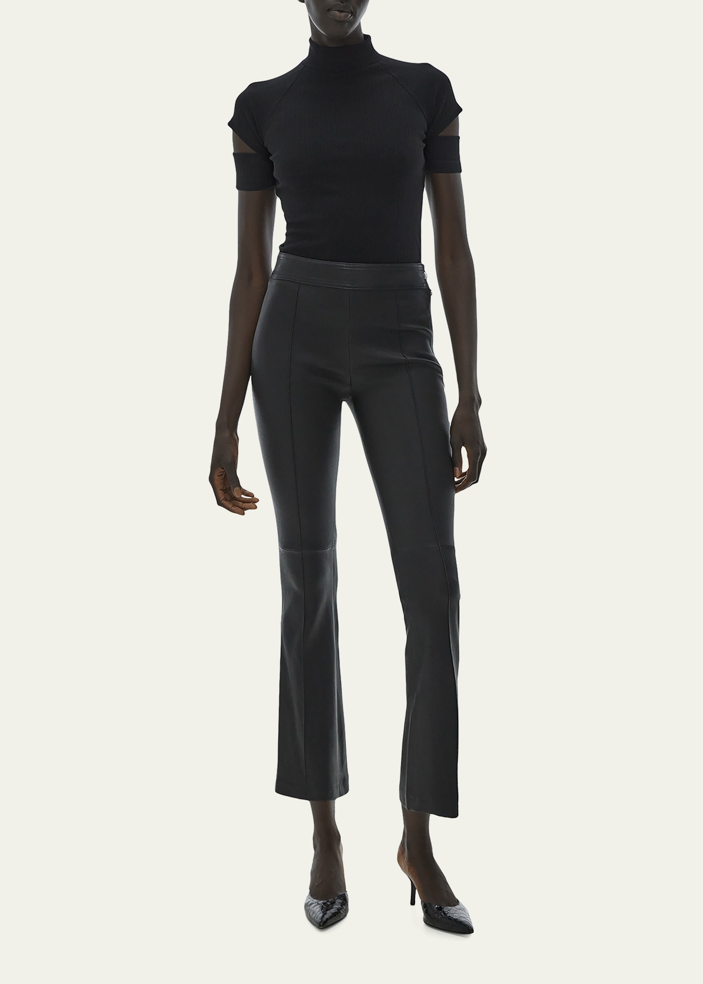 Helmut lang cropped leather pants hotsell