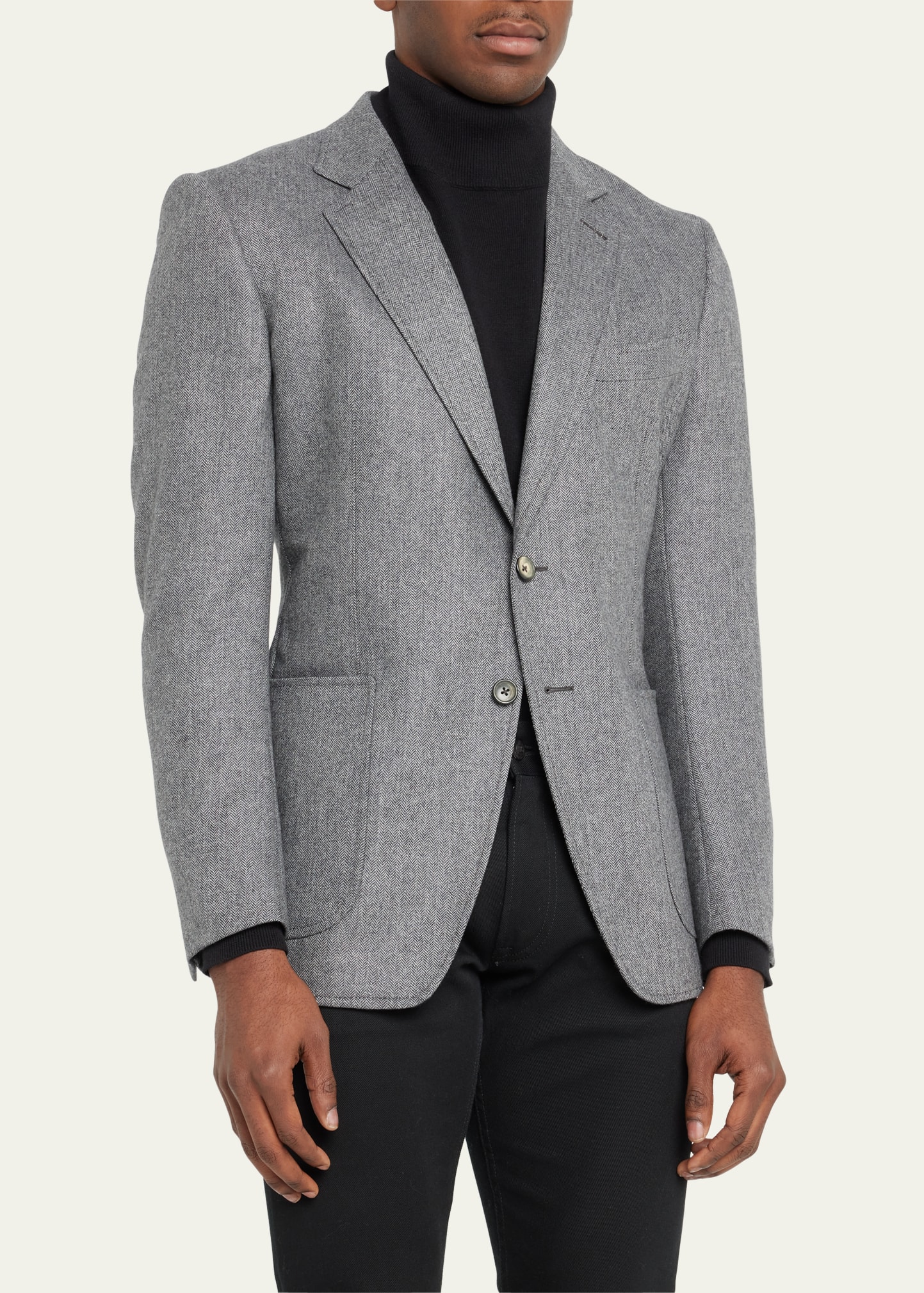 TOM FORD Men s Herringbone Wool Cashmere Sport Coat
