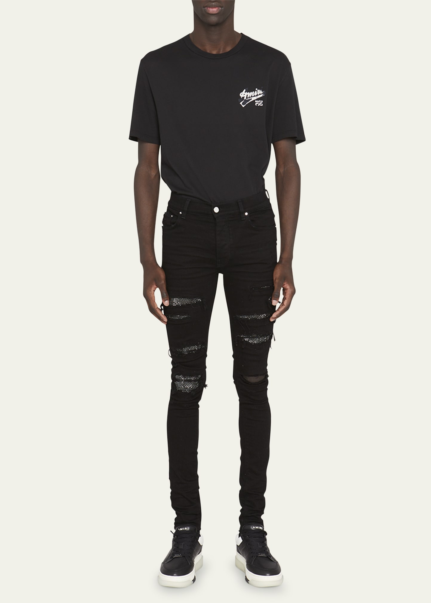 Amiri Men's Crystal Thrasher Skinny Jeans Bergdorf Goodman