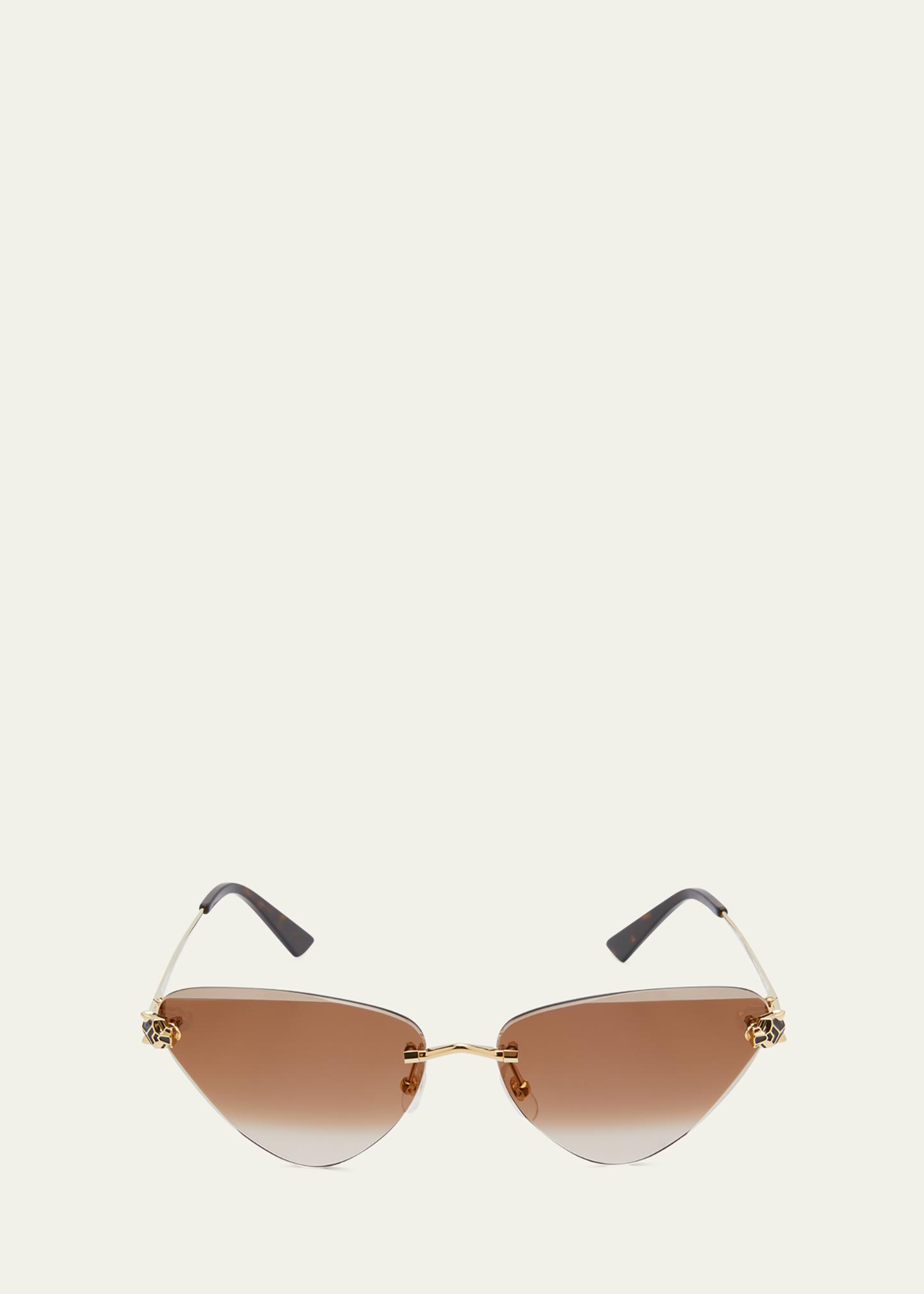 Cartier Panthère Metal Cat-Eye Abstract Sunglasses in Smooth Gold Cartier Panthere Acetate & Metal Cat-Eye Sunglasses | Neiman  main image 4