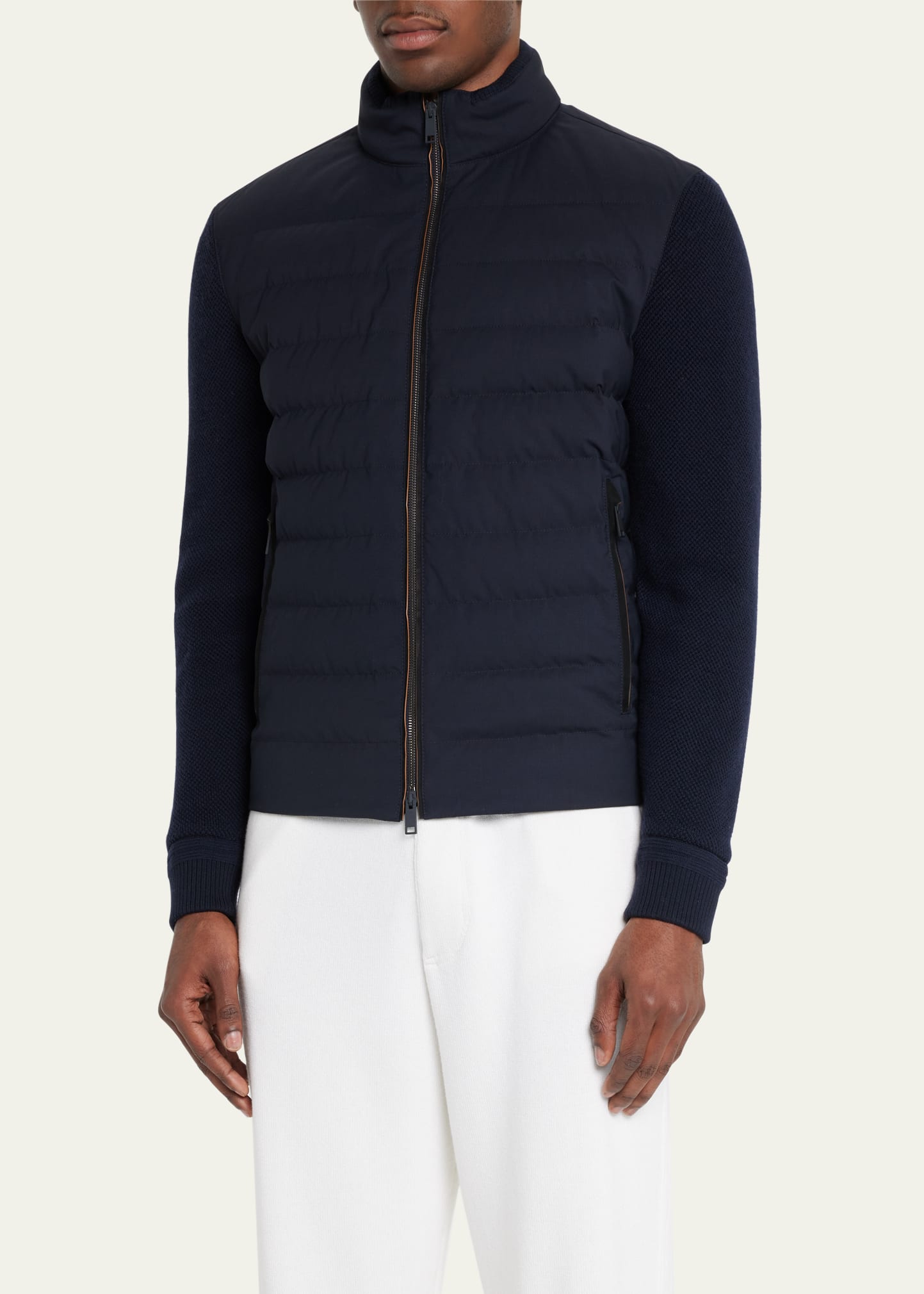ZEGNA Men's Trofeo Hybrid Jacket w/ Knit Sleeves - Bergdorf Goodman