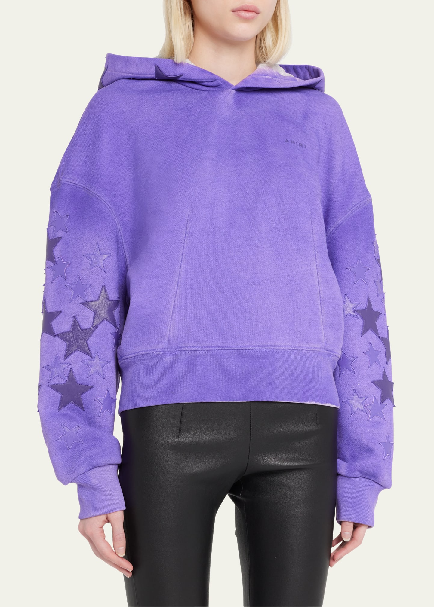 Amiri Logo-Embroidered Star Cropped Hoodie - Bergdorf Goodman