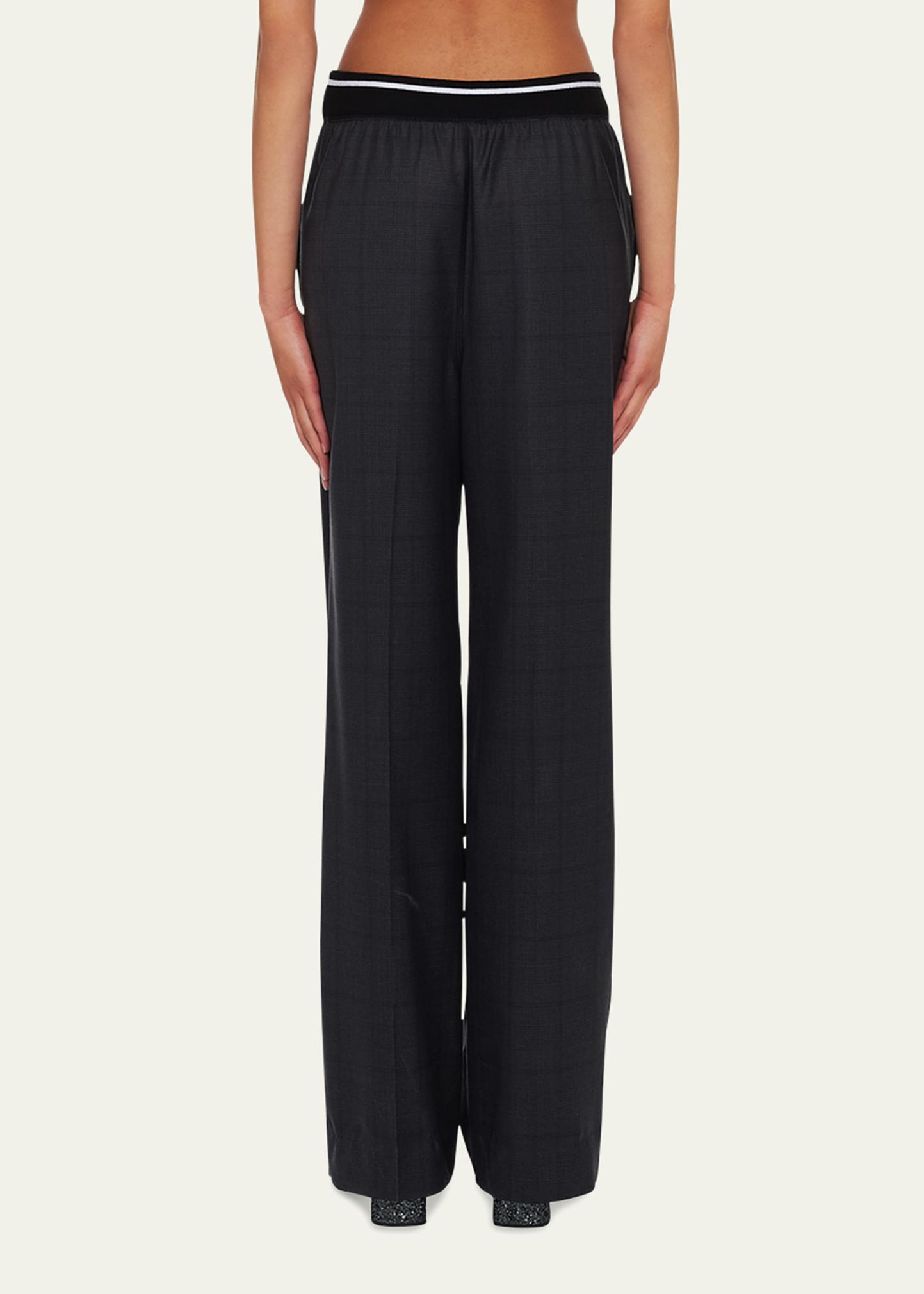 Miu Miu Glen Plaid Logo Straight-Leg Pants - Bergdorf Goodman
