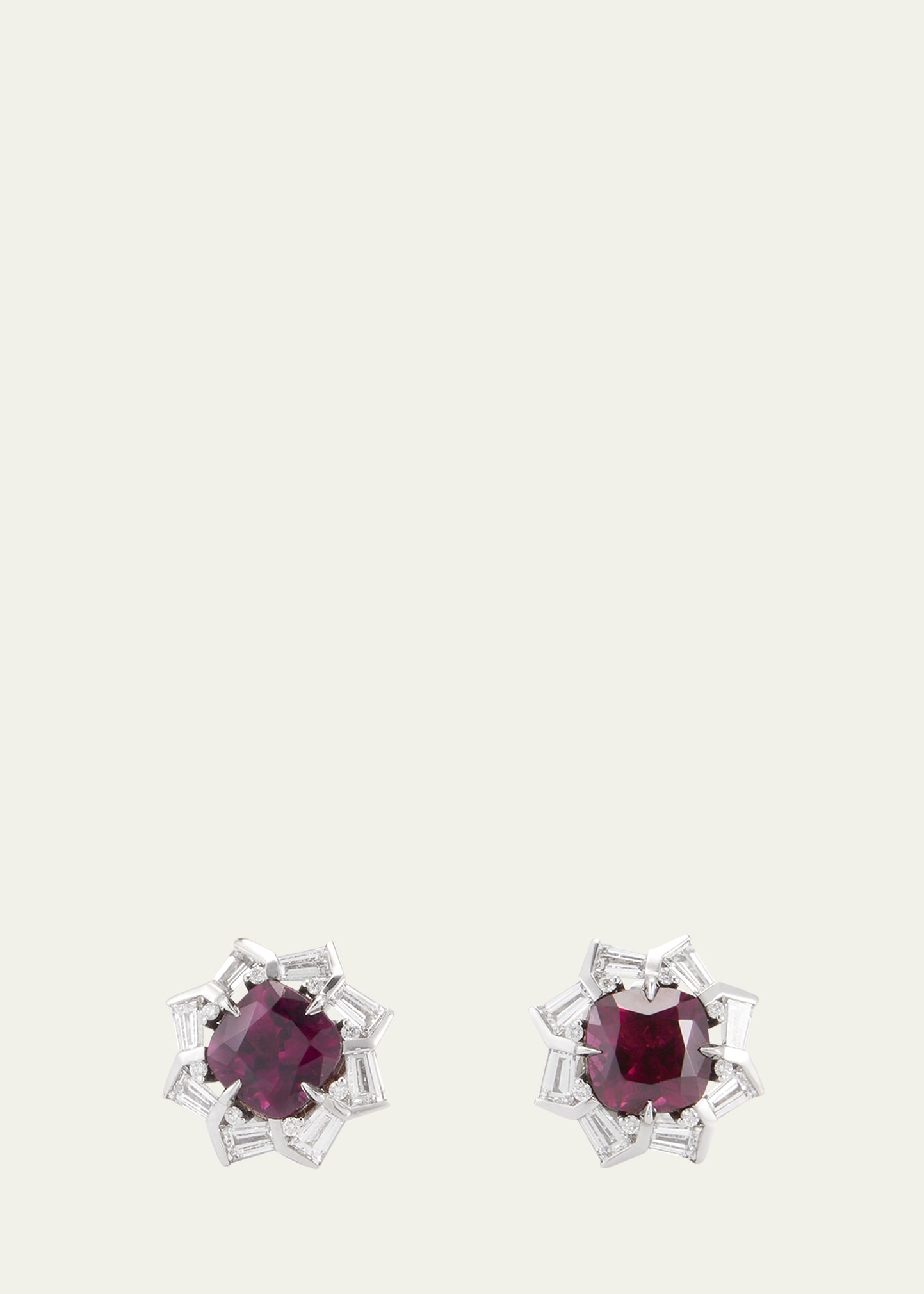 Paul Morelli 18K White Gold Garnet and Diamond Spinner Stud Earrings