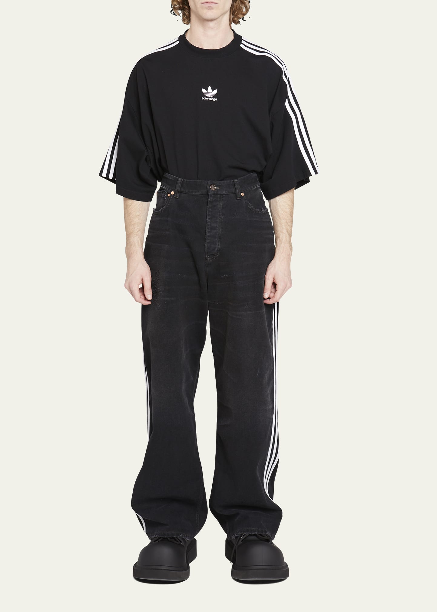 Balenciaga x Adidas Men's 3-Stripes Baggy Jeans - Bergdorf Goodman