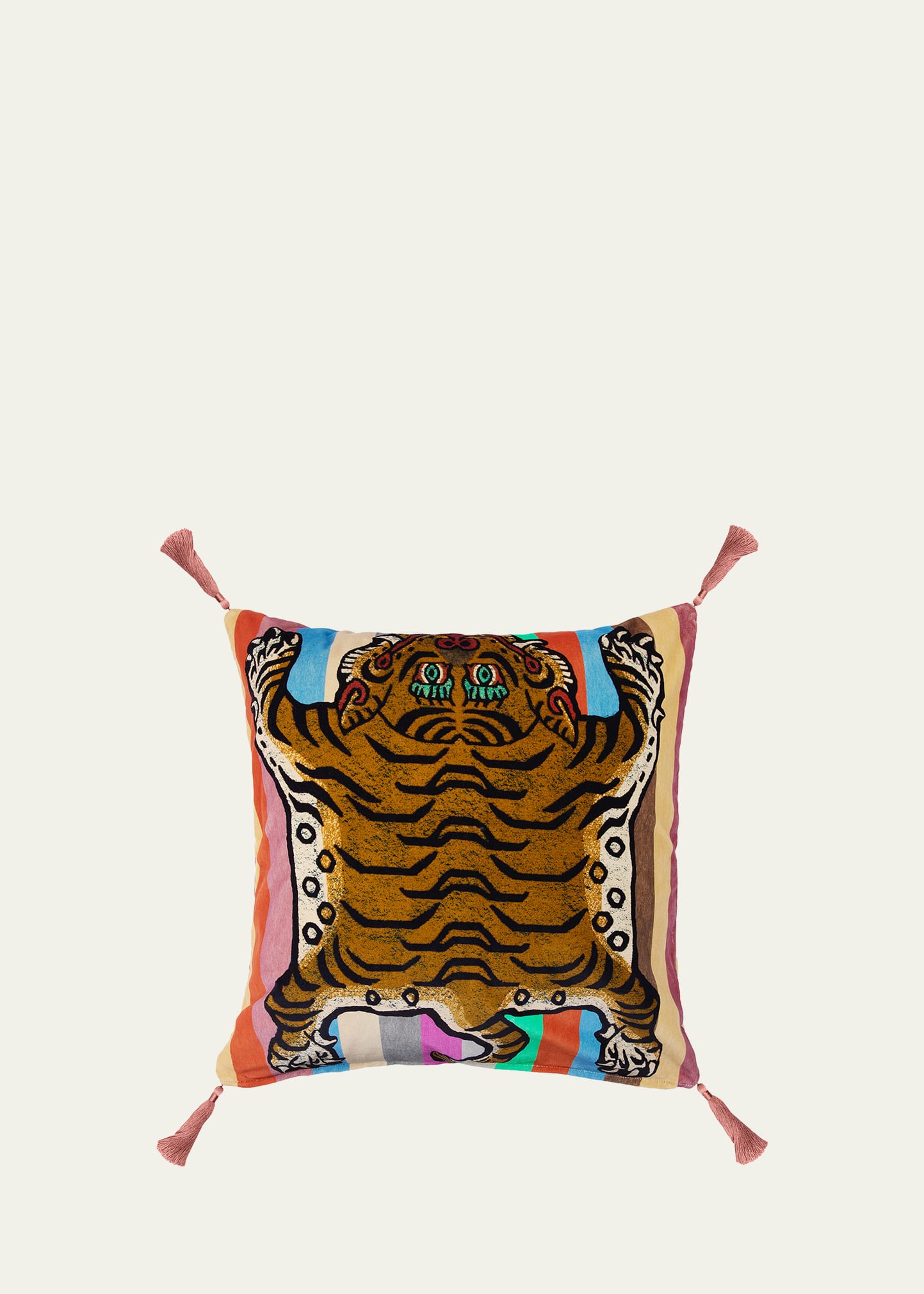 House of Hackney Iridis Stripe Saber Tassel Velvet Cushion