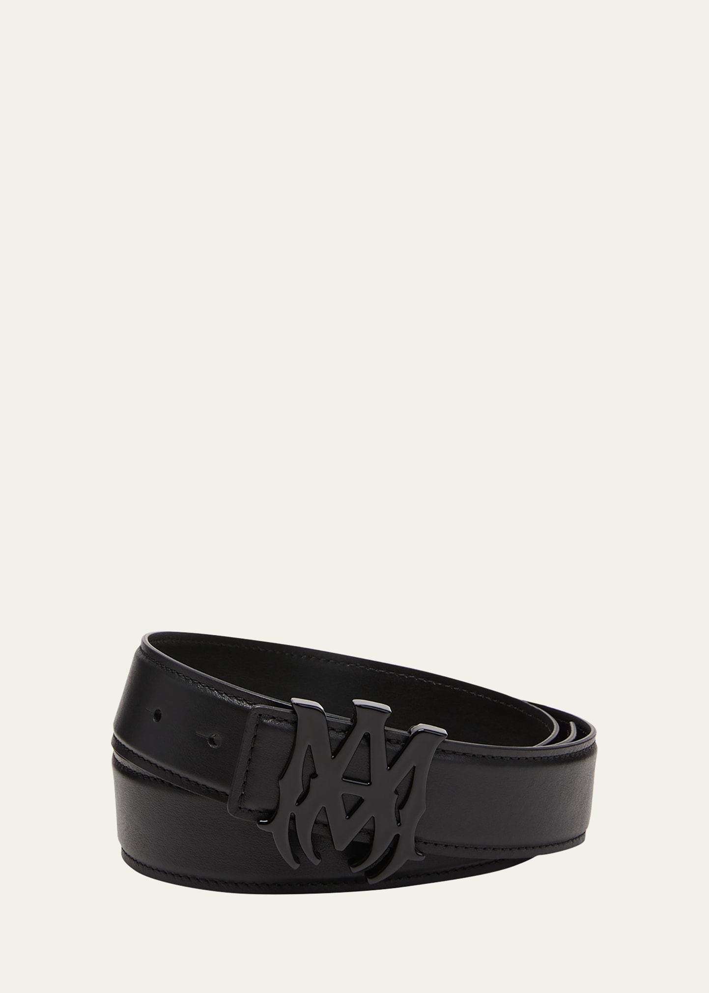 Logo Leather Belt in Blue - Amiri