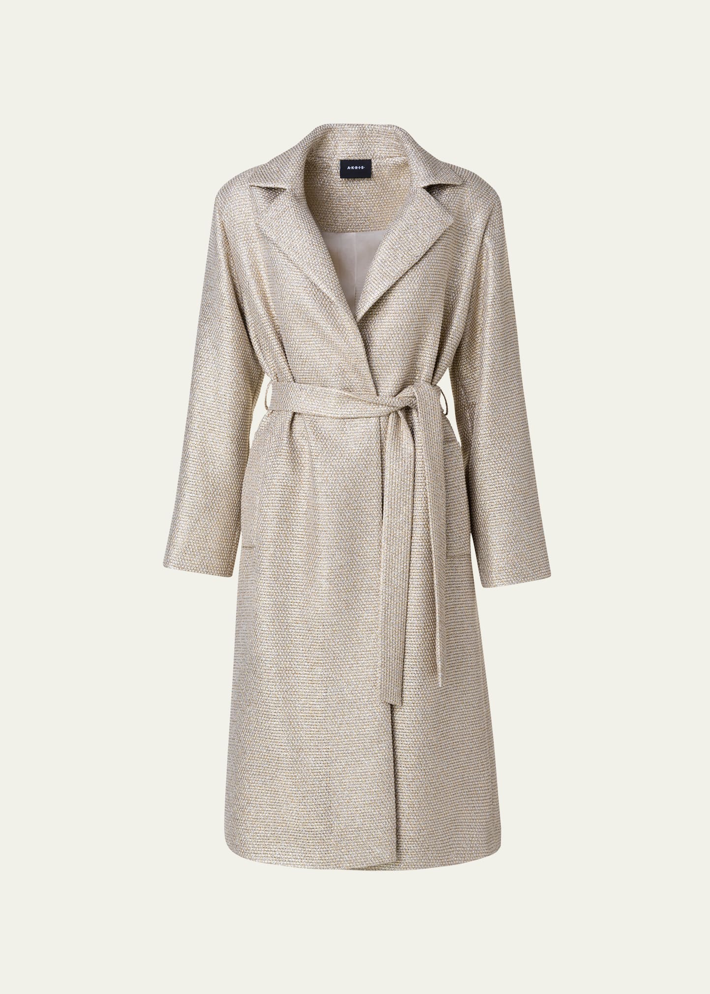 Akris Alfa Metallic Structured Weave Trench Coat