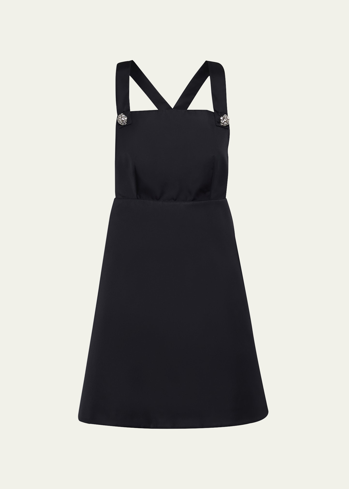 knee length dresses for ladies 1990s Prada White Cotton Apron Pinafore Dress w Pockets main image 1