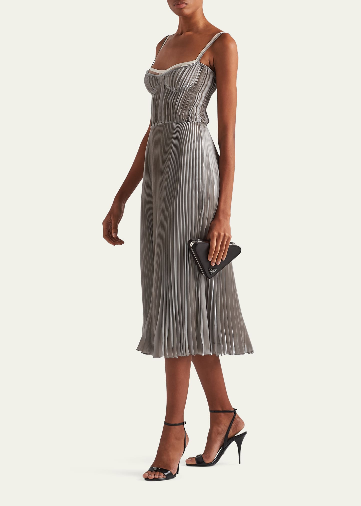 Prada Technical Voile Sunray Pleat Midi Dress - Bergdorf Goodman