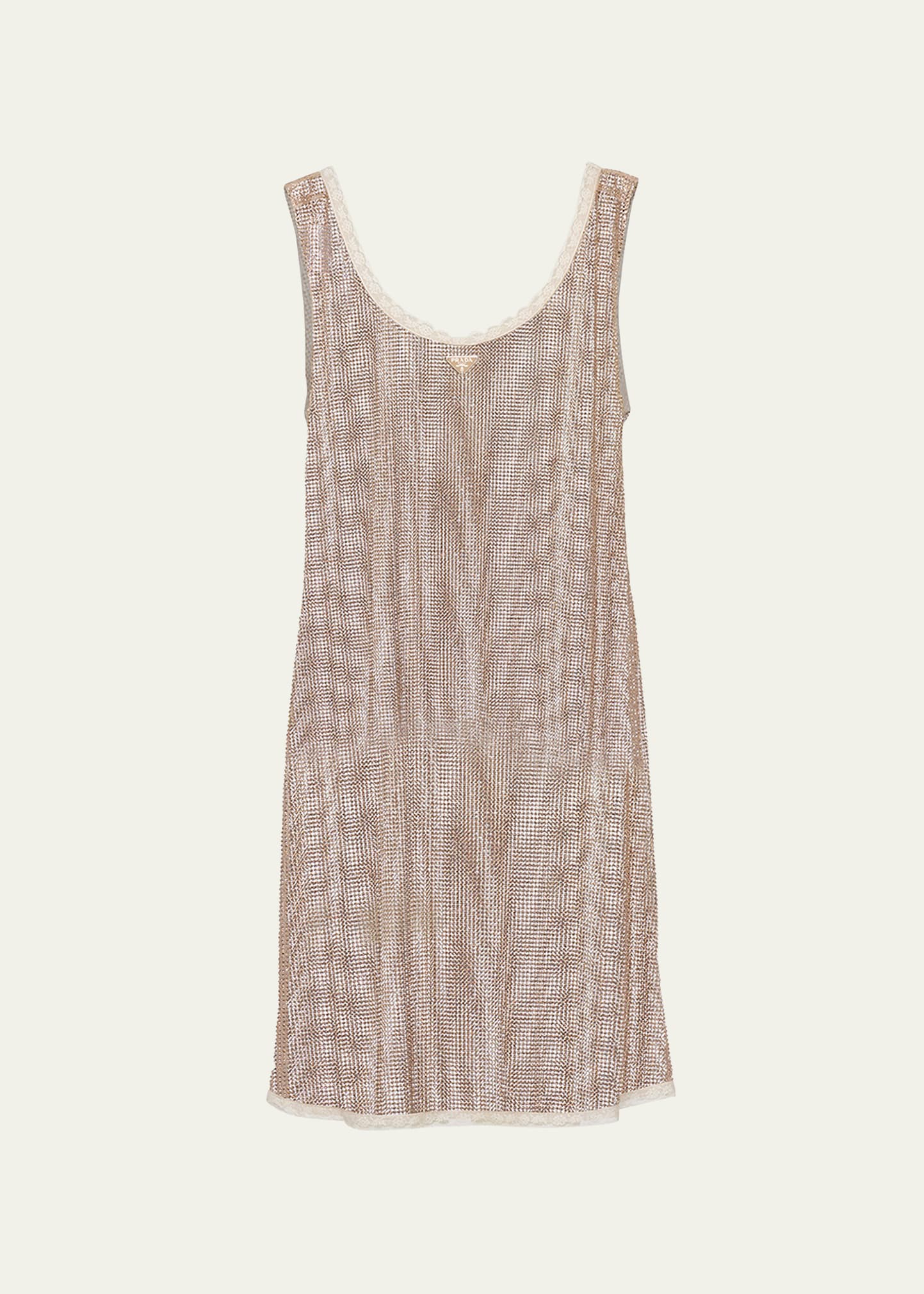 prada rhinestone embroidered mesh mini dress White Mini Dress with Embroidered Bodice main image 0