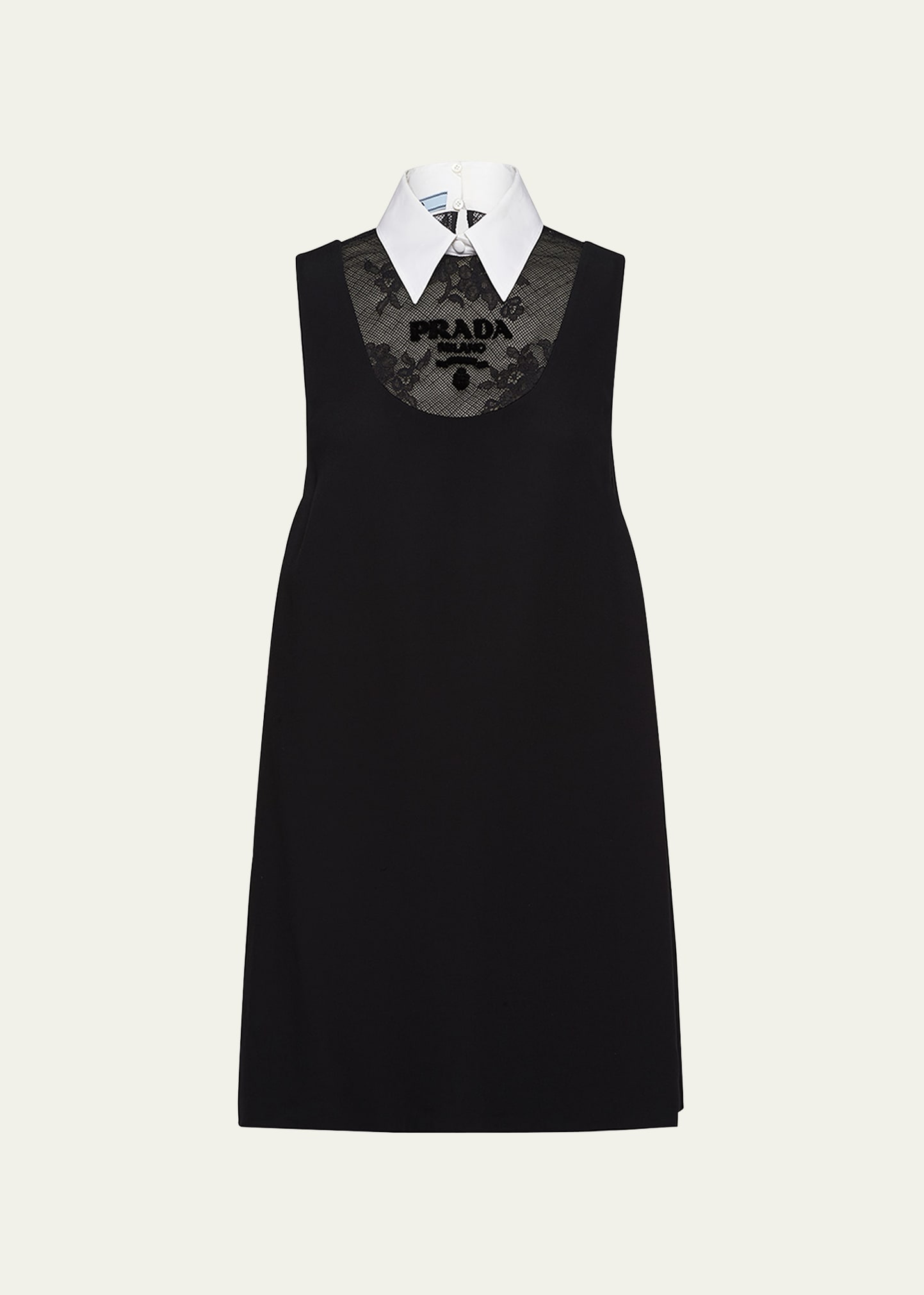 Prada Logo Lace-Embroidered Cady Mini Dress - Bergdorf Goodman