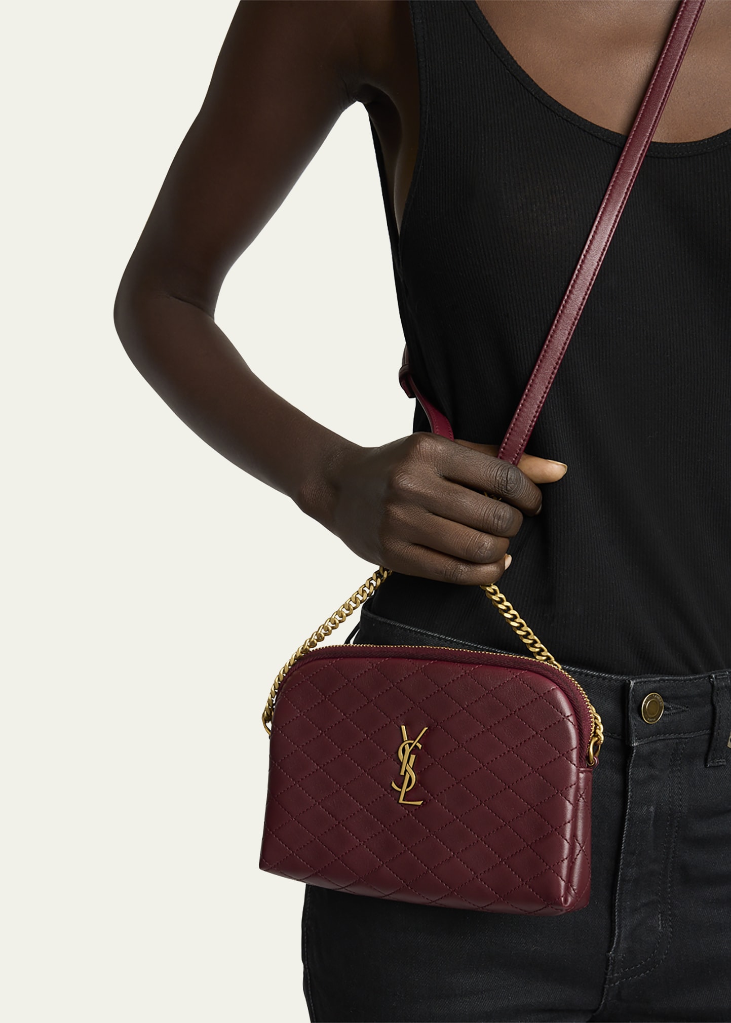 Saint Laurent Gaby Mini YSL Crossbody Bag in Quilted Leather