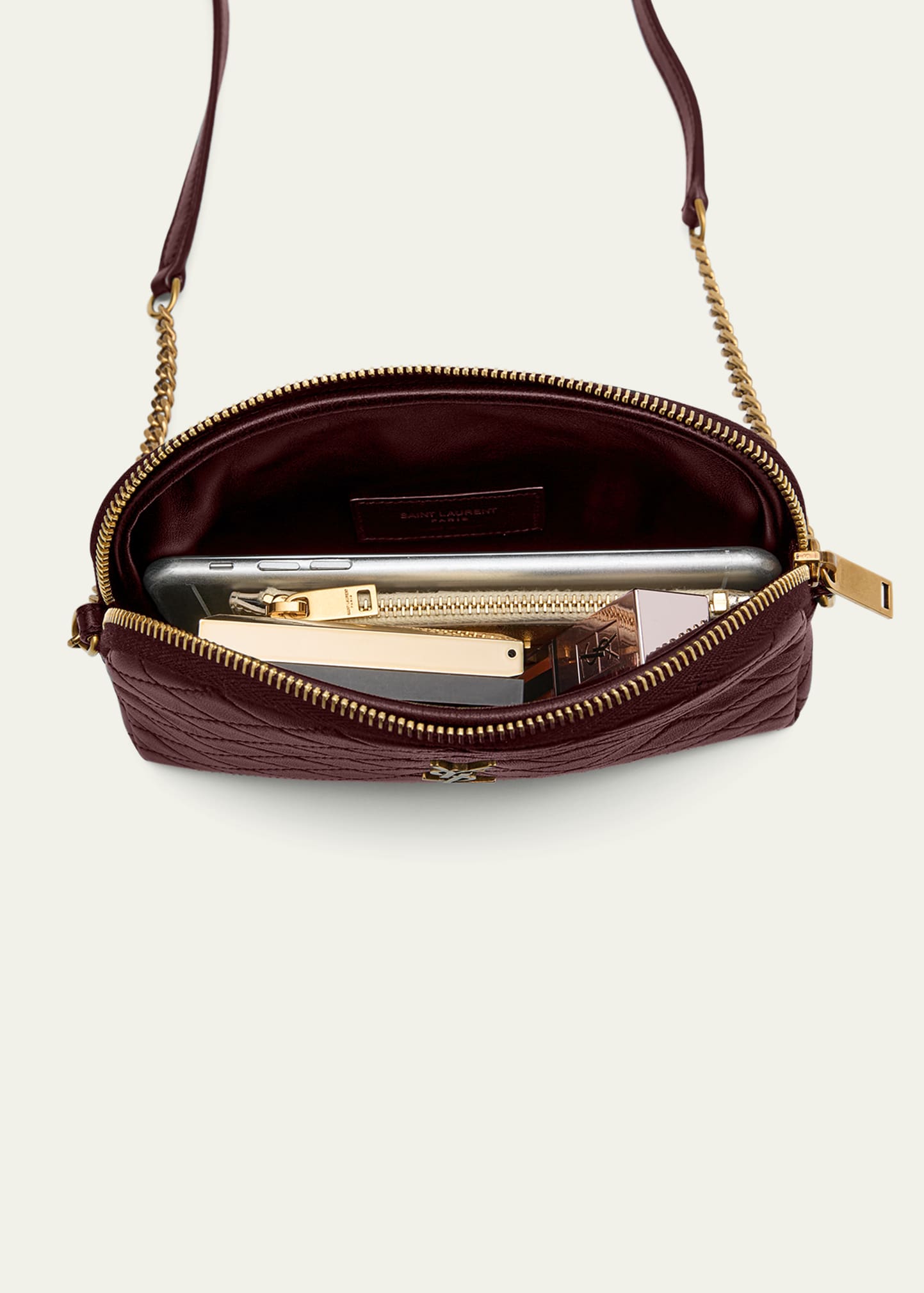 Saint Laurent Gaby Mini YSL Crossbody Bag in Quilted Leather