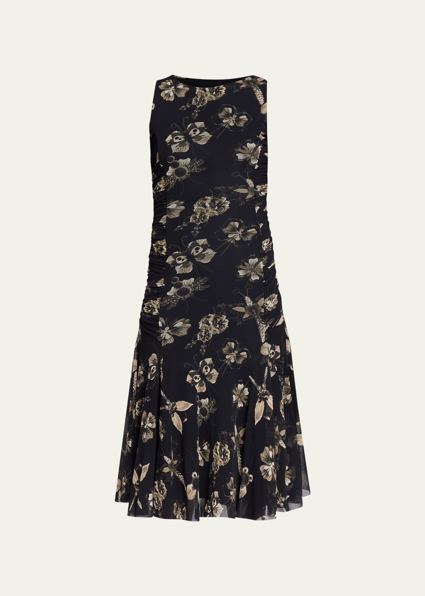 Fuzzi Sleeveless Floral-Print Tulle Midi Dress - Bergdorf Goodman