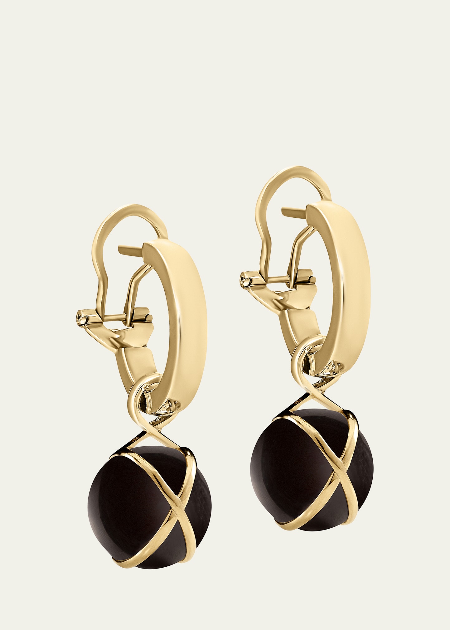 L. Klein Prisma 18k Gold Black Agate Hoop Drop Earrings - Bergdorf Goodman