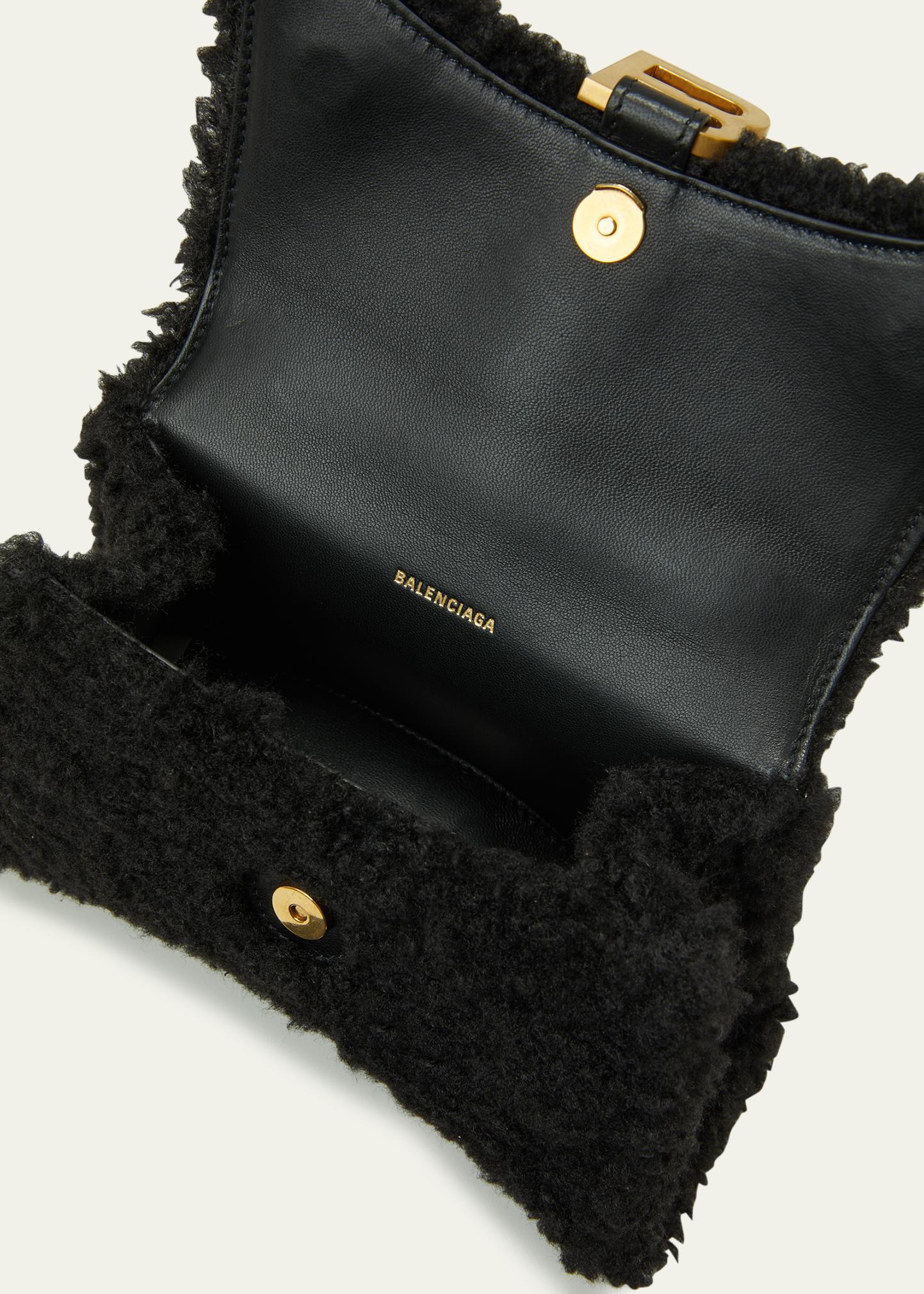 Balenciaga Hourglass XS Furry Shearling Top-Handle Bag - Bergdorf